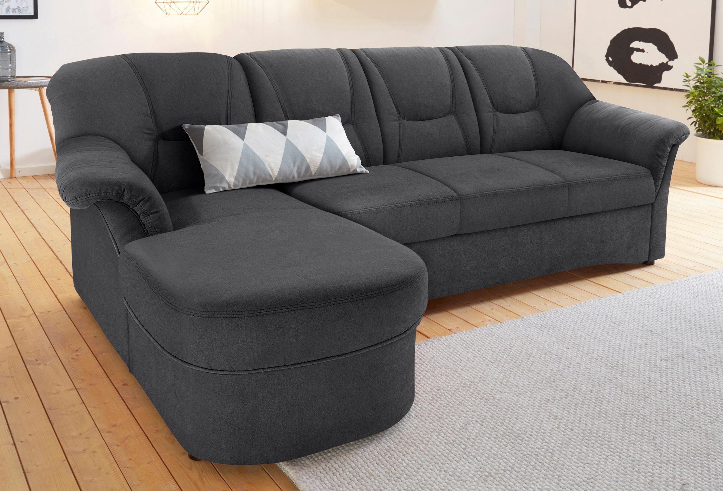 DOMO collection Ecksofa "SARAFINA 232x146 cm, auch mit Federkern für noch mehr Sitzkomfort" whlw. mit Bettfunktion, L-Form