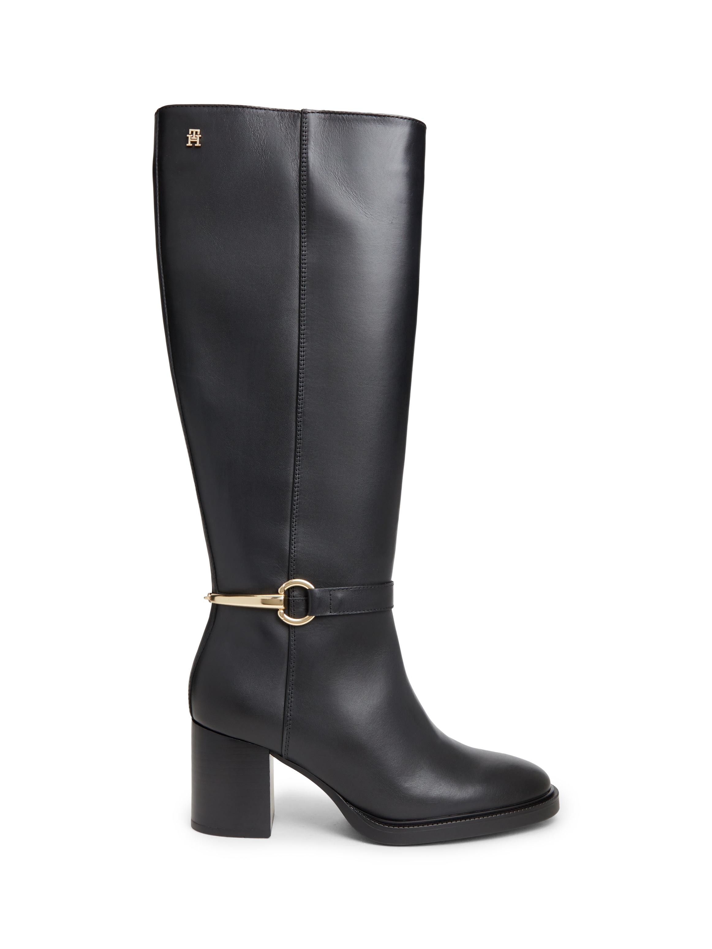Tommy Hilfiger Stiefel »TH STUD HEEL RIDING KNEE BOOT«  Blockabsatz, Langschaftstiefel mit modischem Zierriegel