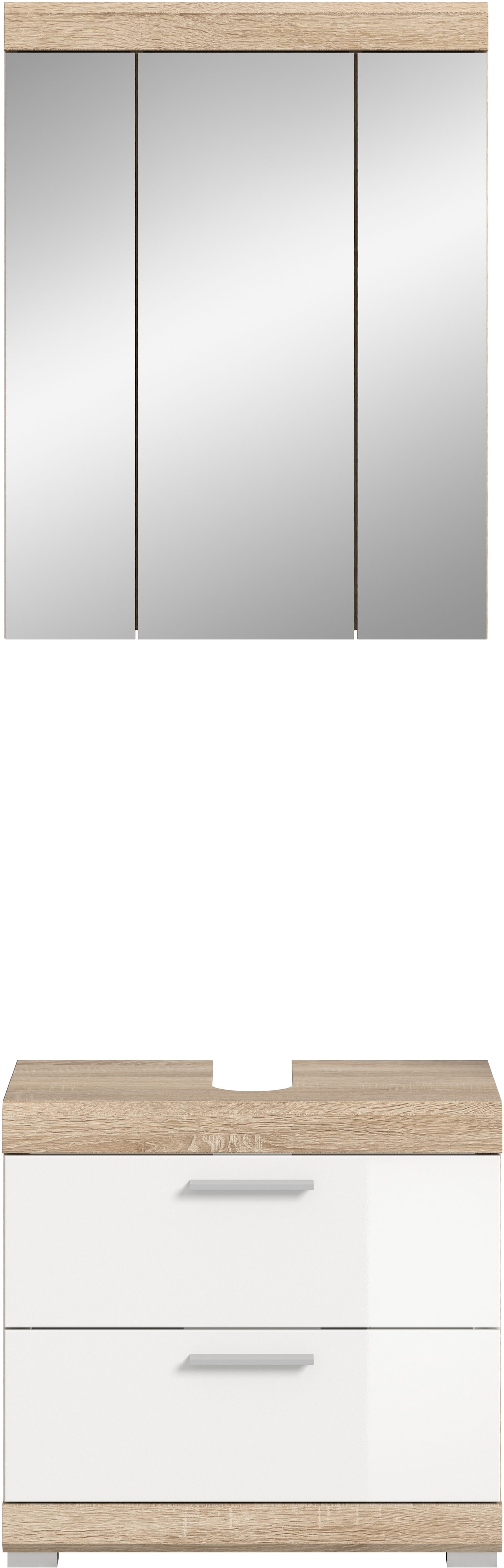 INOSIGN Badmöbel-Set »Siena, 2 tlg., bestehend aus: Waschbeckenunterschrank, Spiegelschrank«, (Set), in verschiedenen Farben erhältlich, Badmöbel, Kombination, Badezimmer