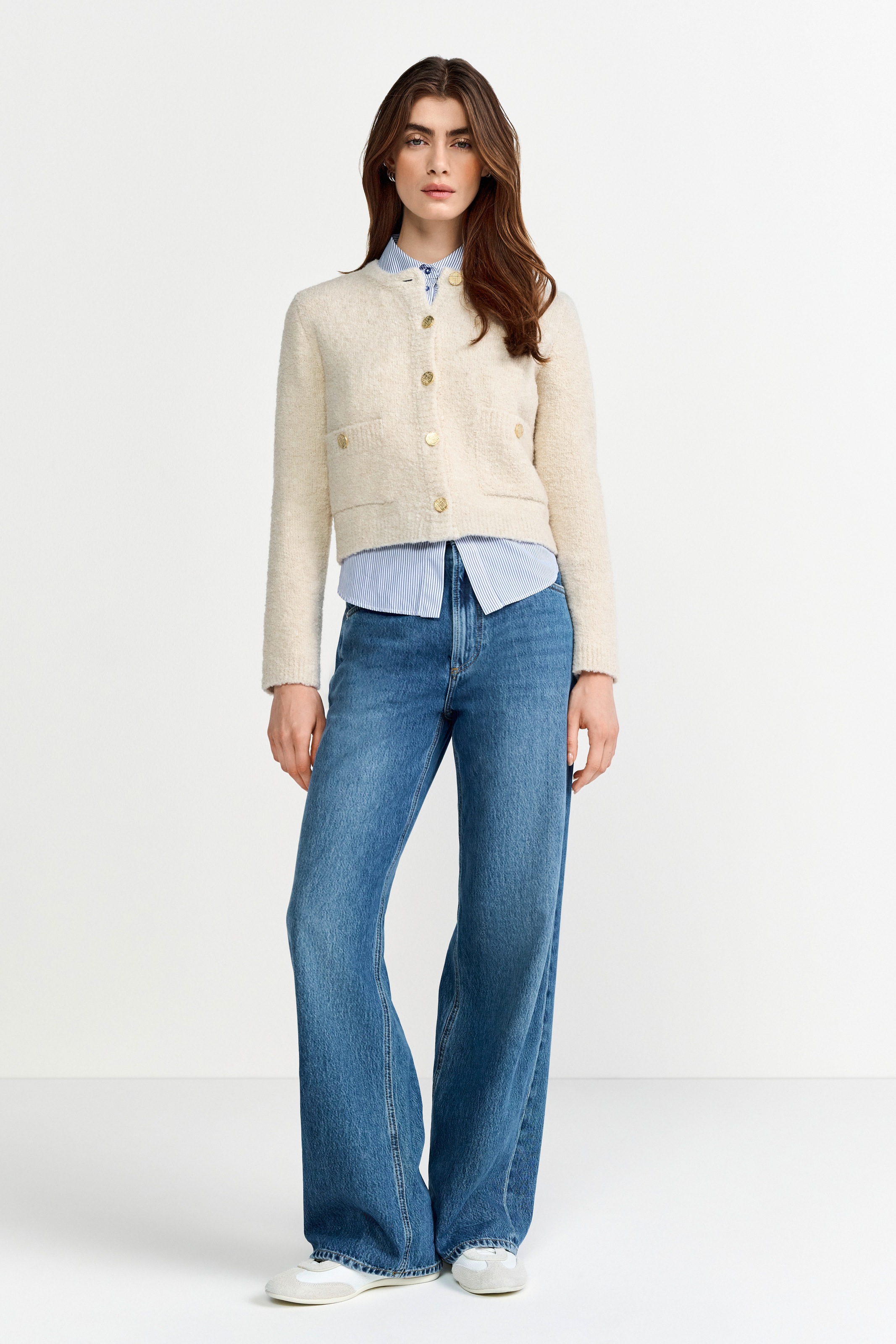 Thumbnail - RICHROYAL Cardigan Boucle, gerader Form, Schmuckknöpfe, Rundhals