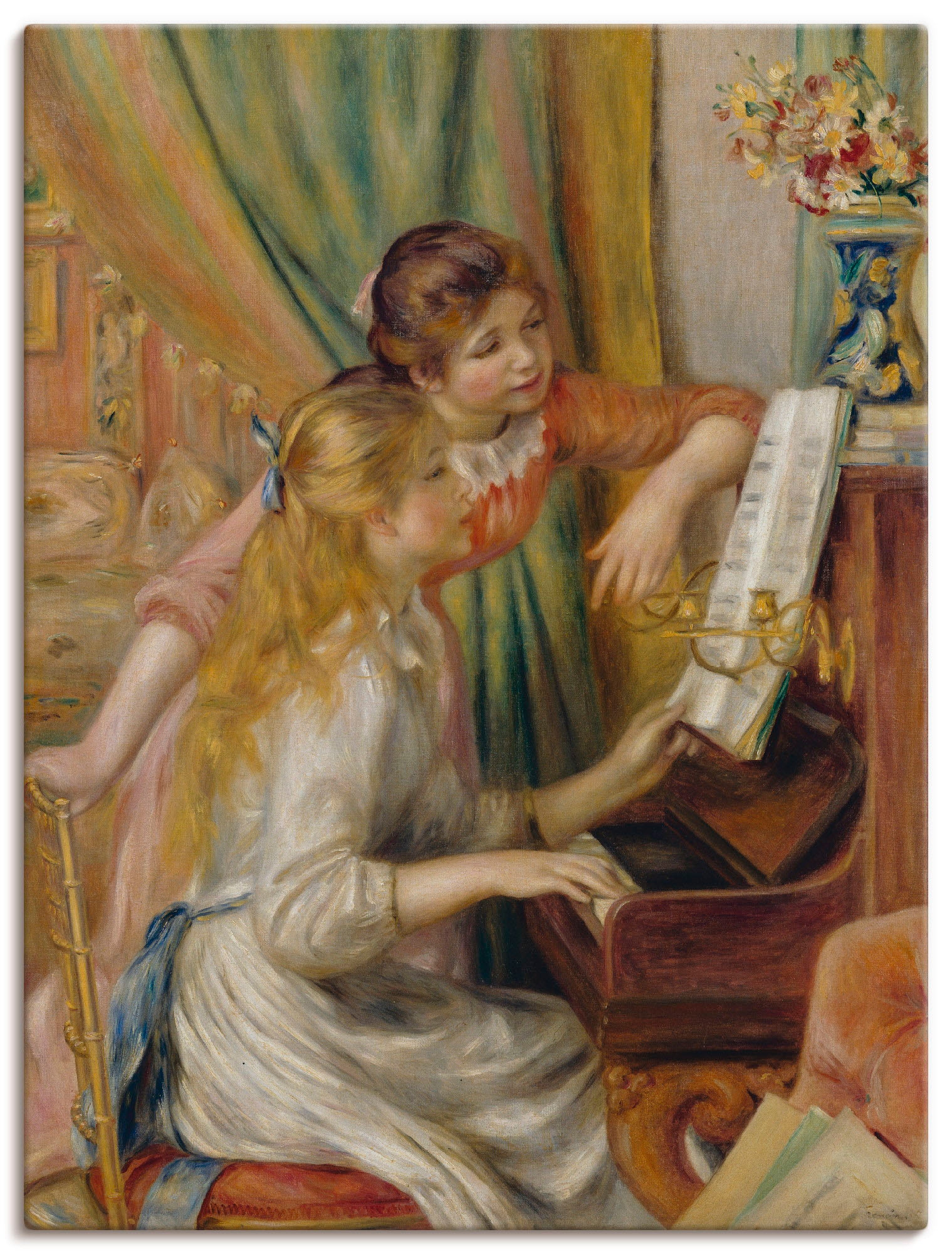 Artland Leinwandbild "Zwei Mädchen am Klavier", Kind, (1 St.), auf Keilrahmen gespannt