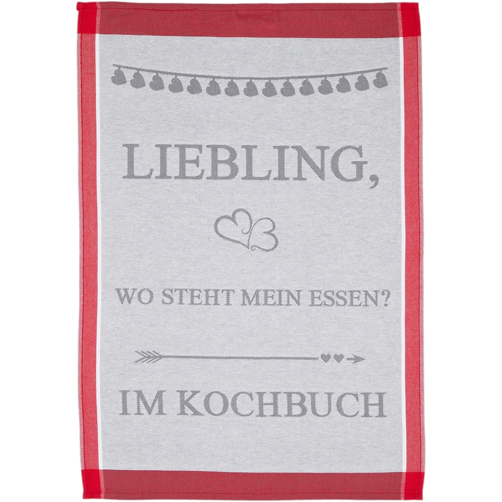 ROSS Geschirrtuch »Liebling, wo steht mein essen… im Kochbuch«, (Set, 3 tlg.)