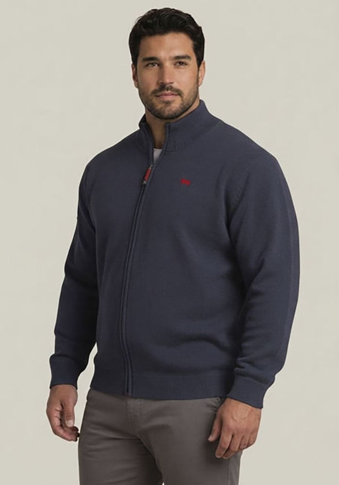 Mans World Plus Strickjacke "auch in Grosse Größen bis Gr. 7XL" Regular Fit, Langarm, mit Stehkragen, mit Reißverschluss
