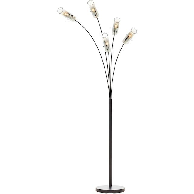 Brilliant Stehlampe »Glasini«, 5 flammig-flammig, 200 x 30 x 73 cm, 5 x  E14, Metall/Rauchglas, matt schwarz | BAUR