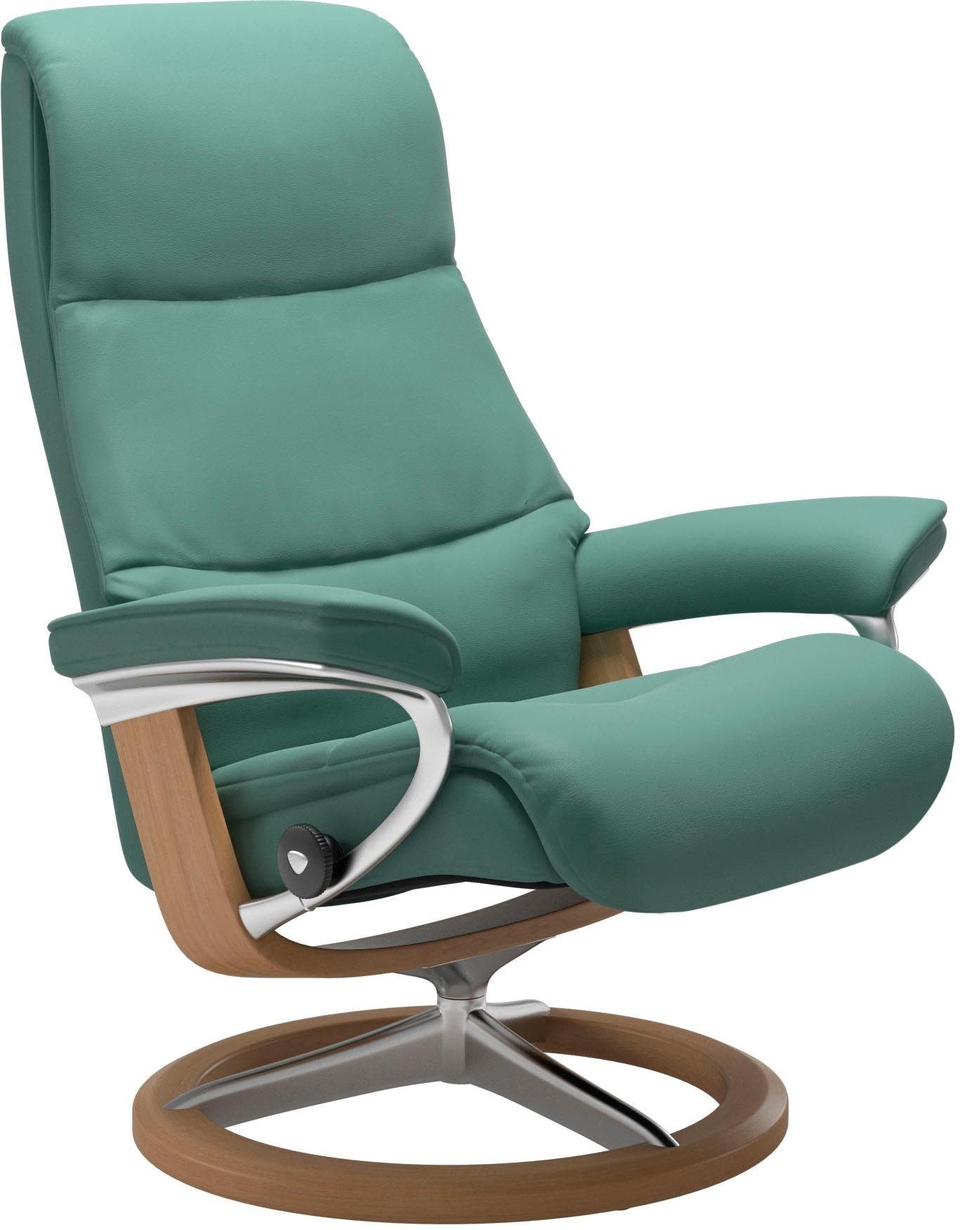Stressless® Relaxsessel »View«, (Set, Relaxsessel mit Hocker), mit Signature Base, Größe M,Gestell Eiche