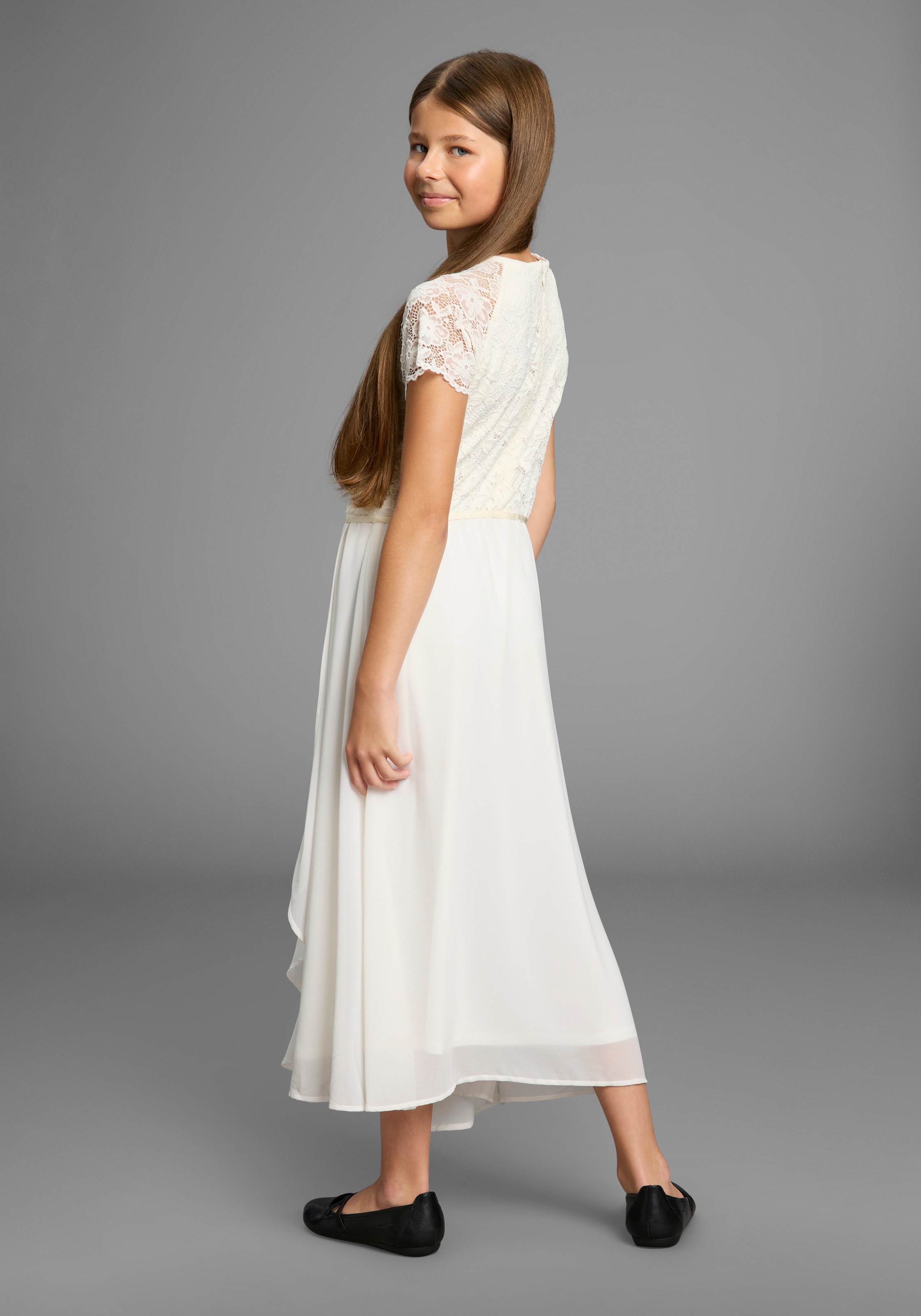 Thumbnail - KIDSWORLD Jerseykleid "Festliches Kleid mit Spitze" Elegantes Kleid mit Spitze und Chiffon