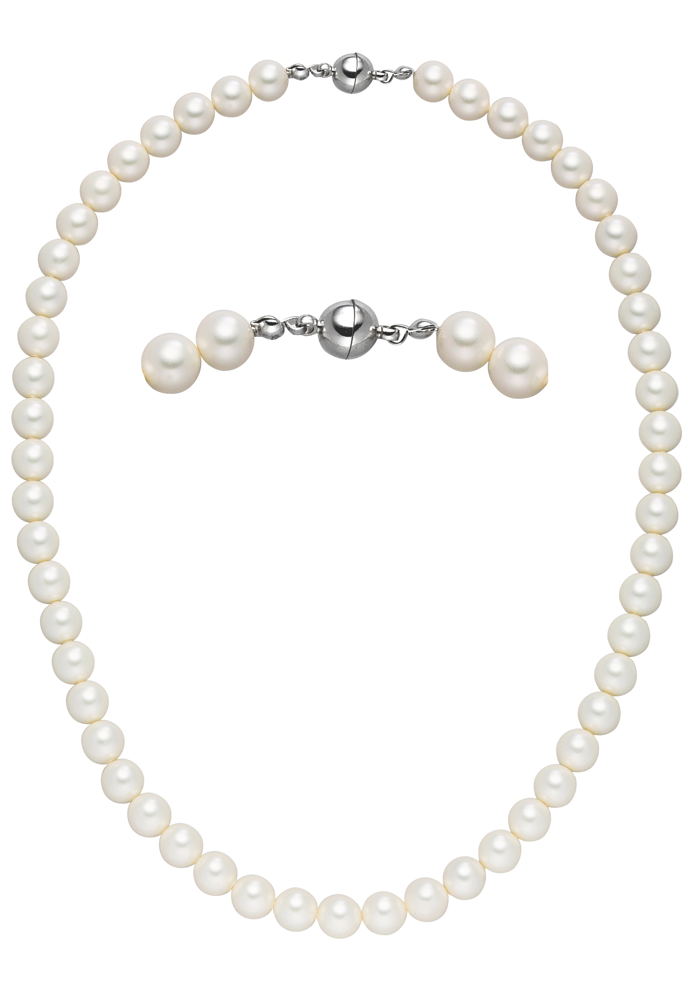 JOBO Kette ohne Anhänger »Perlenkette«, weiß 8 mm 45 cm