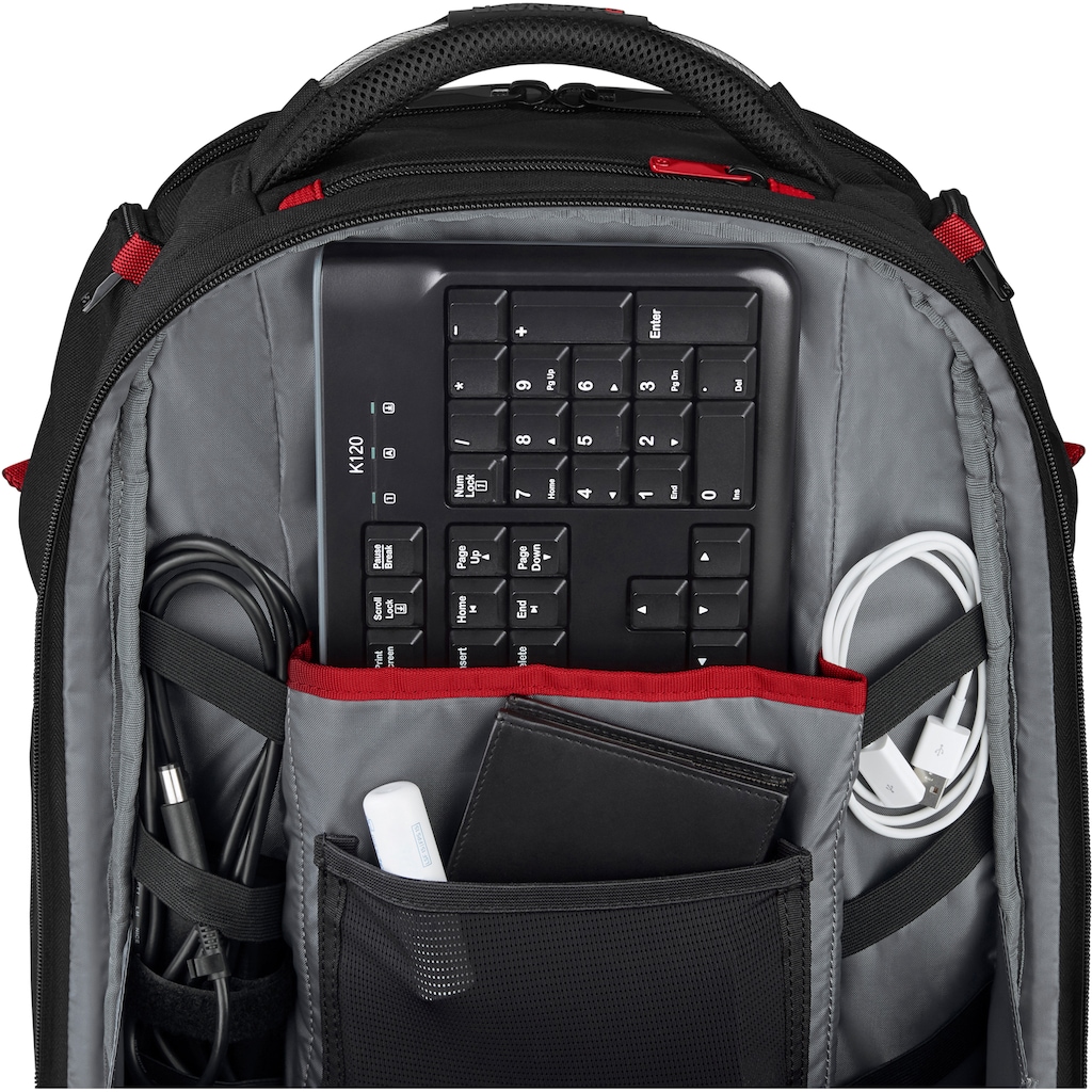 Wenger Laptoprucksack »PlayerOne Gaming-Laptop-Rucksack 17,3 Zoll, schwarz«, für Laptops bis 17,3 Zoll; inklusive USB-Schleuse