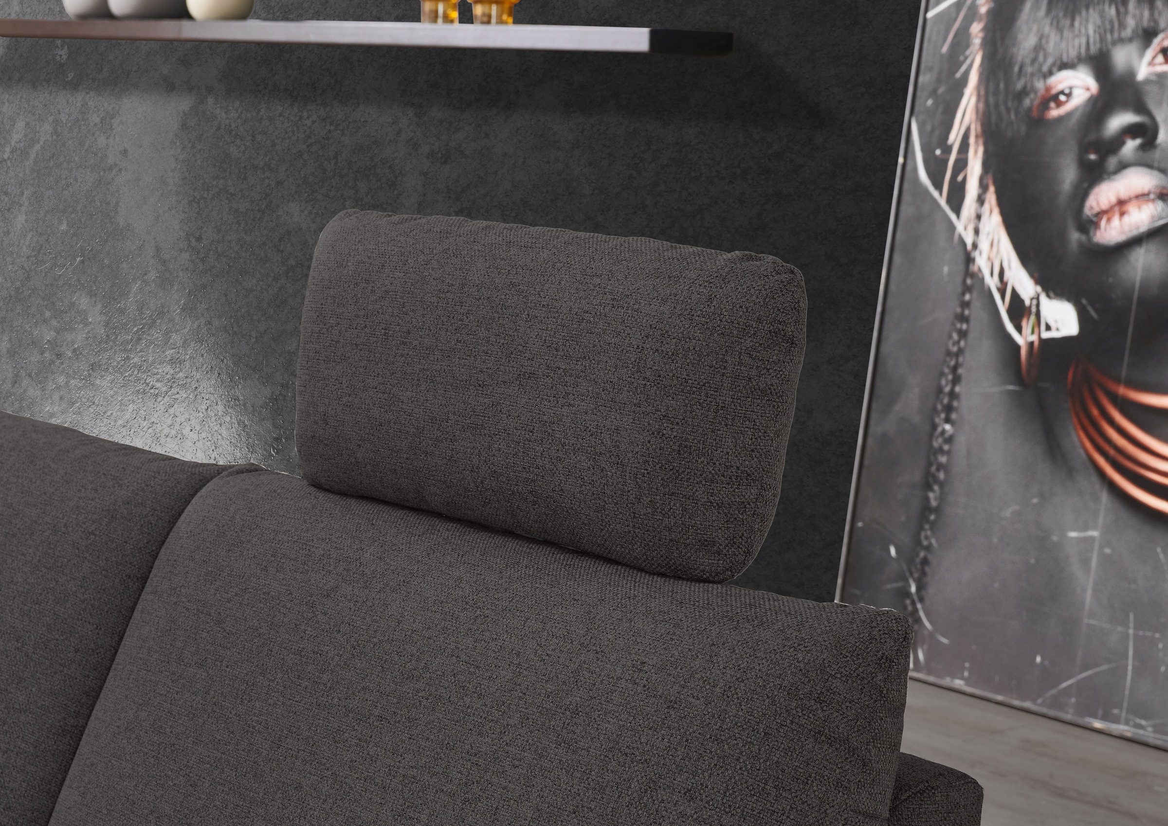 Places of Style Ecksofa »Sarsina: mit Tonnentaschen-Federkern, perfekt zum Entspannen L-Form«, inklusive 2 motorischen Relaxfunktionen mit Herz-Waage-Beschlag
