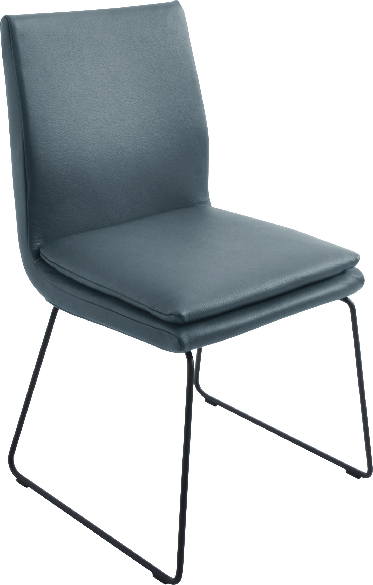 K+W Komfort & Wohnen Esszimmerstuhl "Creso Lederstuhl" () mit Sitzkissen und Rundrohrkufe in Metall schwarz Struktur