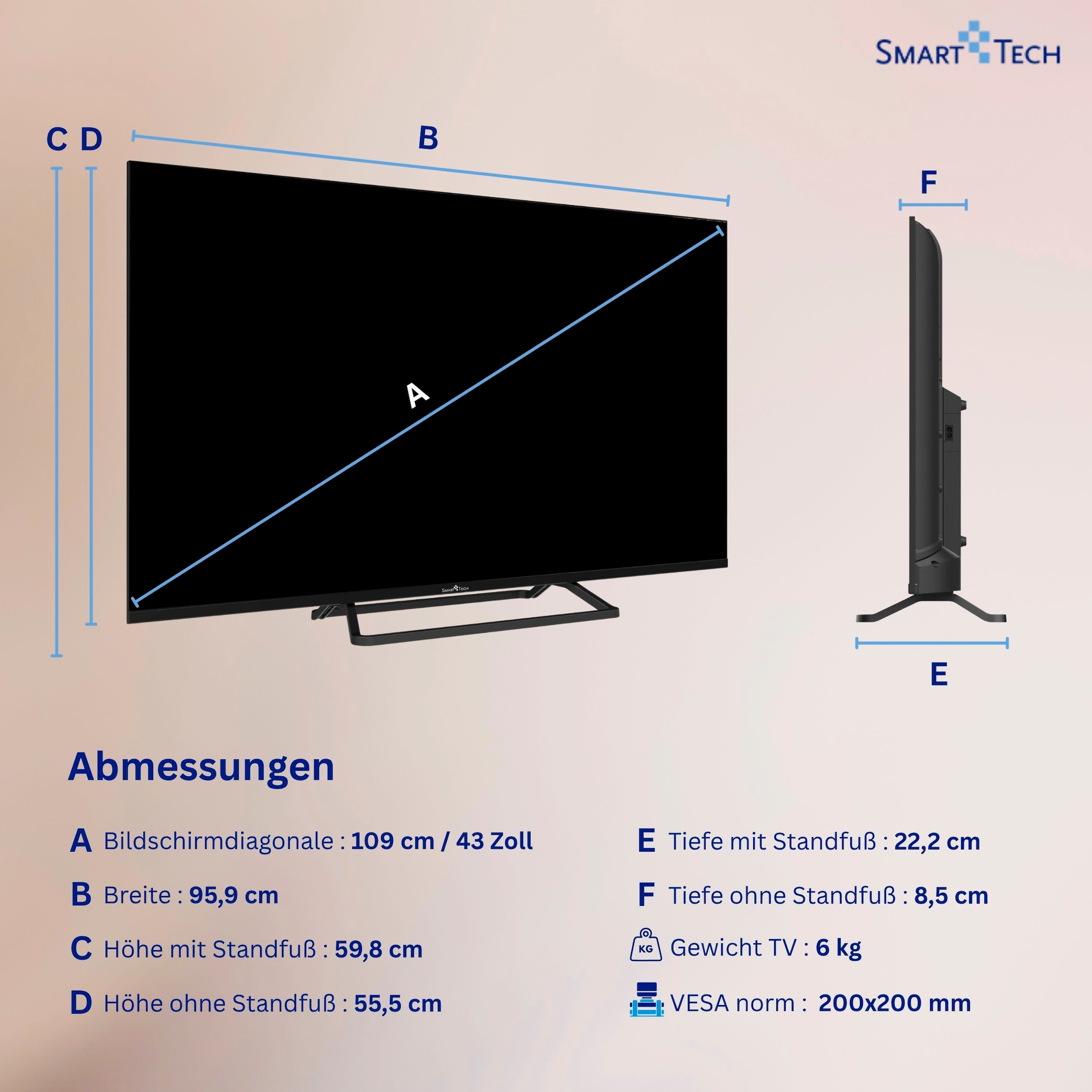 Smart Tech DLED-Fernseher »43FN01V3« 109 cm/43 ″ Full HD