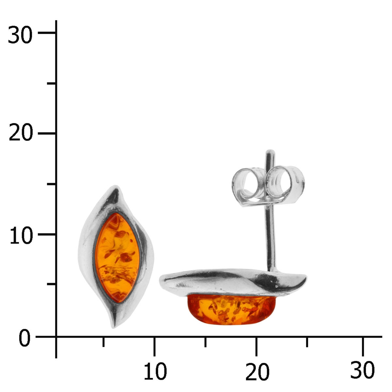 OSTSEE-SCHMUCK Paar Ohrstecker »- Nanna - Silber 925/000 - Bernstein«