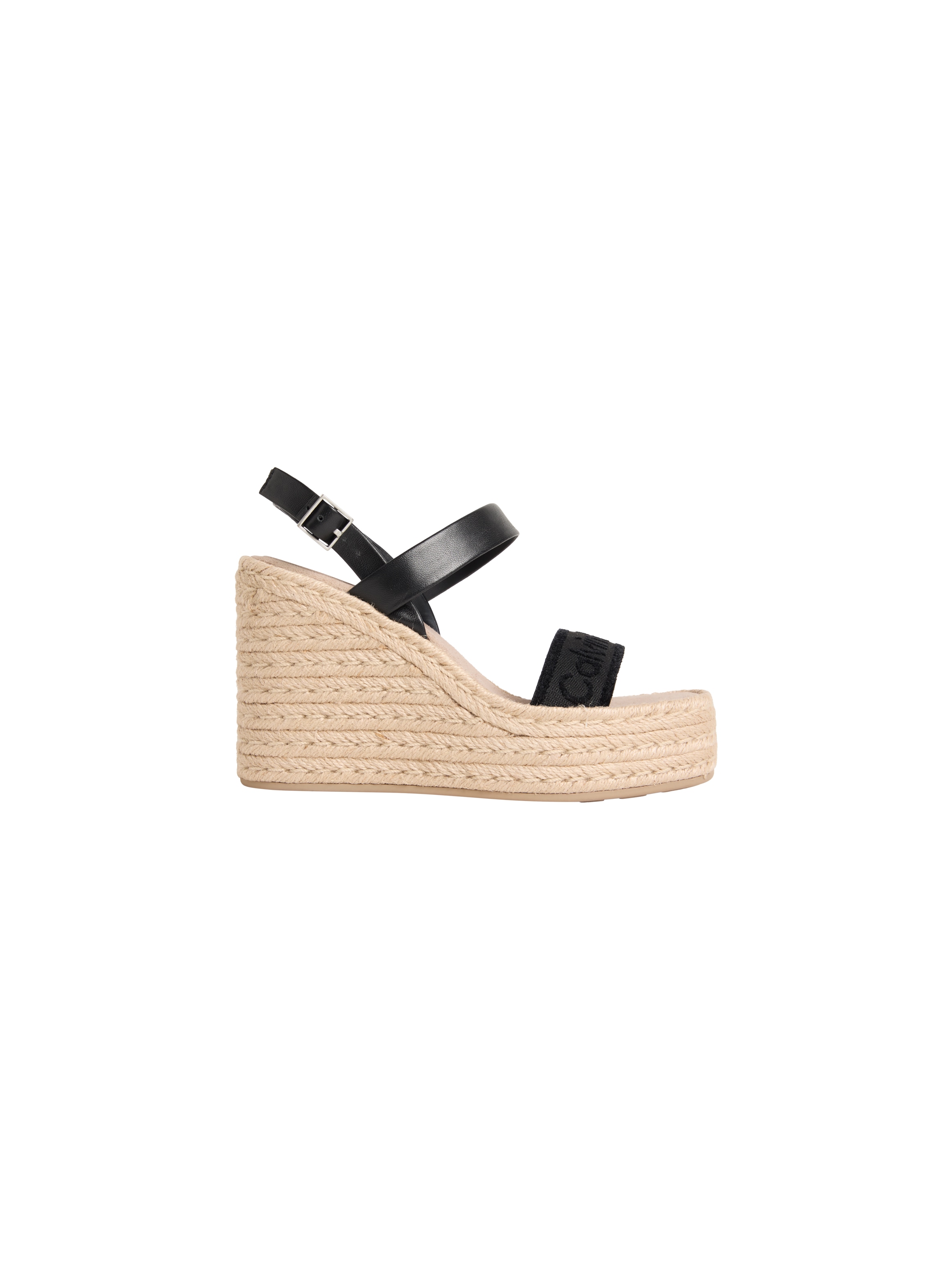 Calvin Klein Keilsandalette »WEDGE ESPAD 70 WEBBING LTH«  Sommerschuh, Plateausandale, Keilabsatz, mit Bastbesatz
