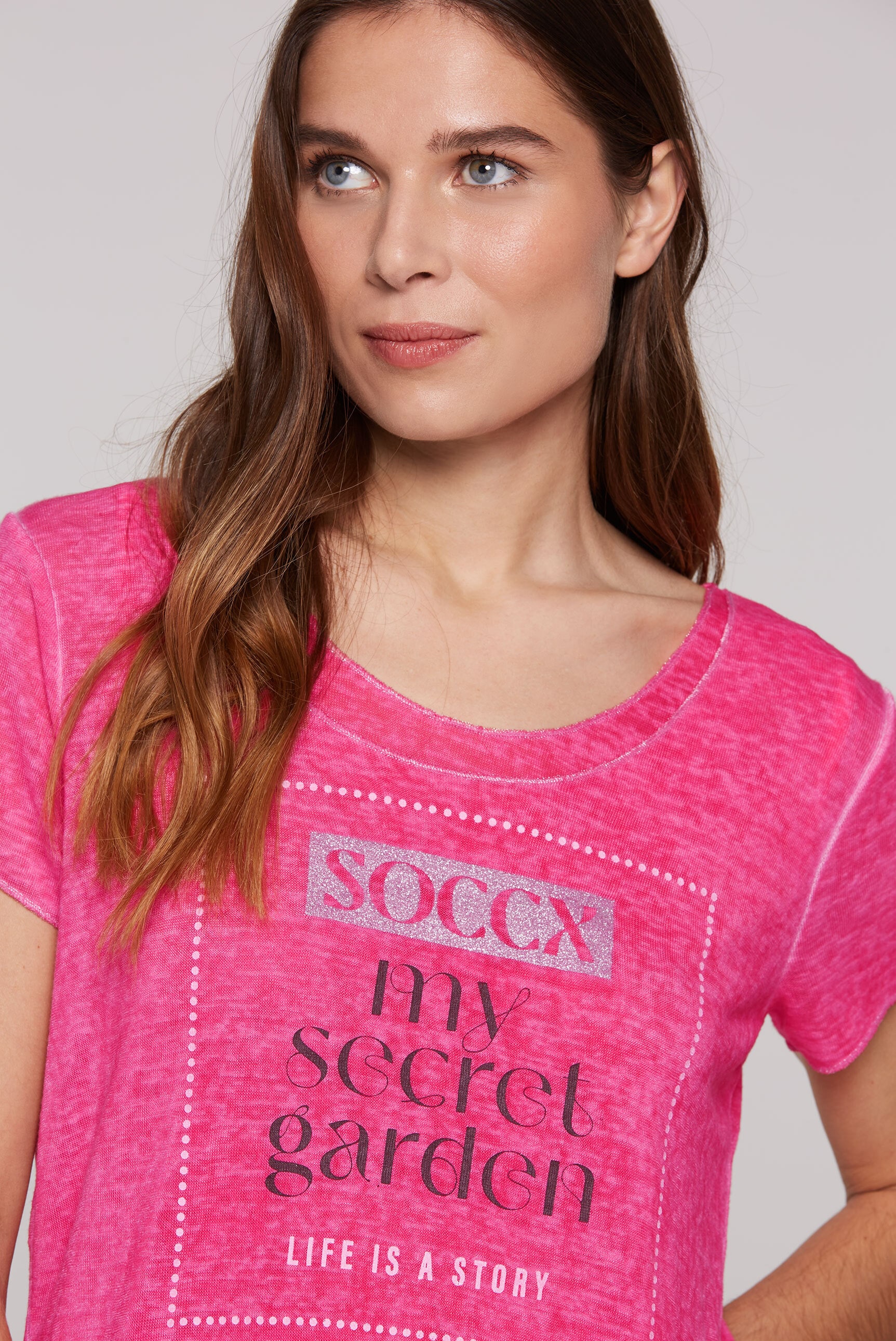 SOCCX 2-in-1-Shirt, mit Glitzernaht an den Kanten und Säumen
