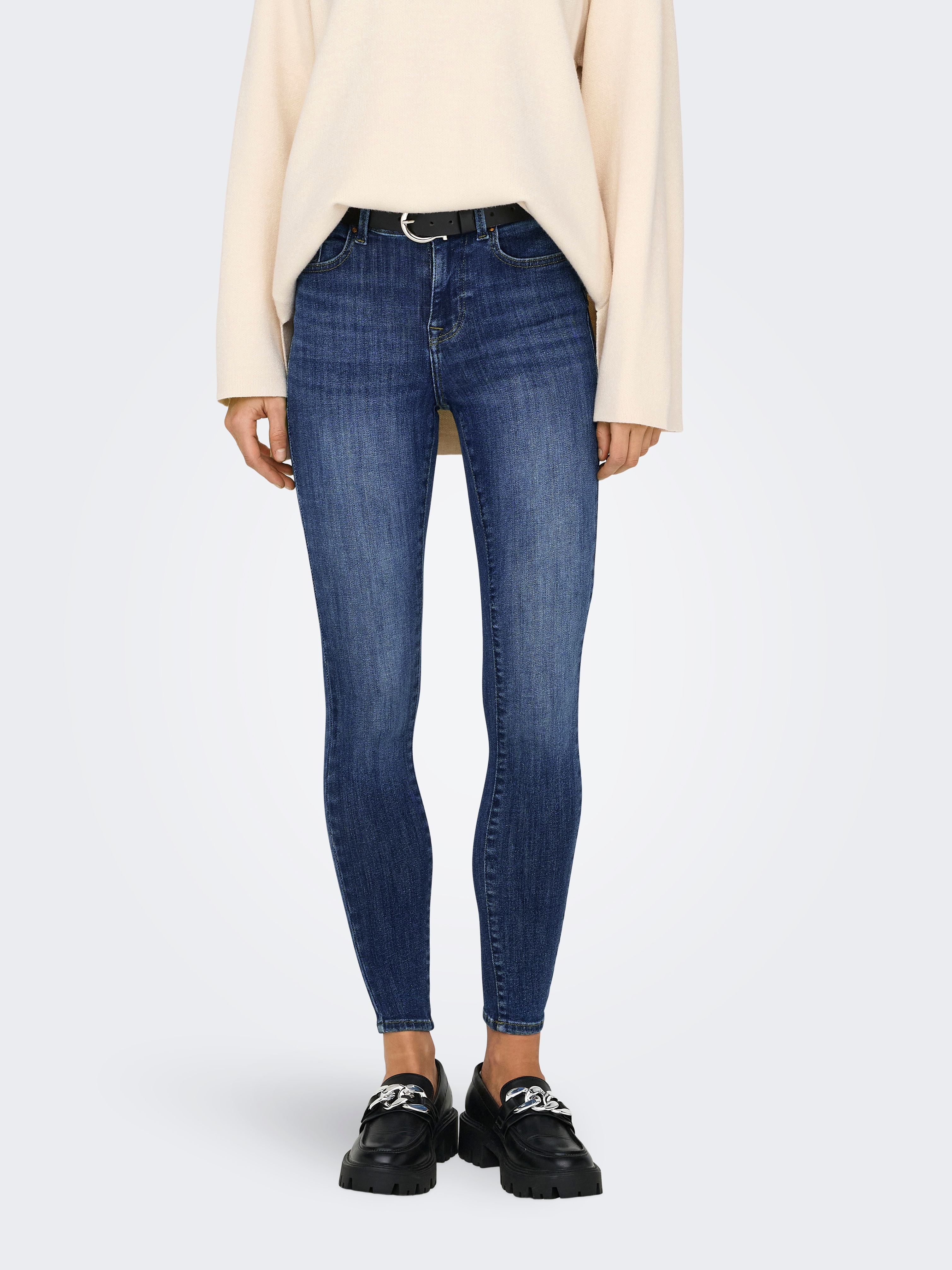 ONLY Skinny-fit-Jeans "ONLPOWER MID SK PUSHUP DNM TAI012 NOOS" Baumwollmischung, skinny fit