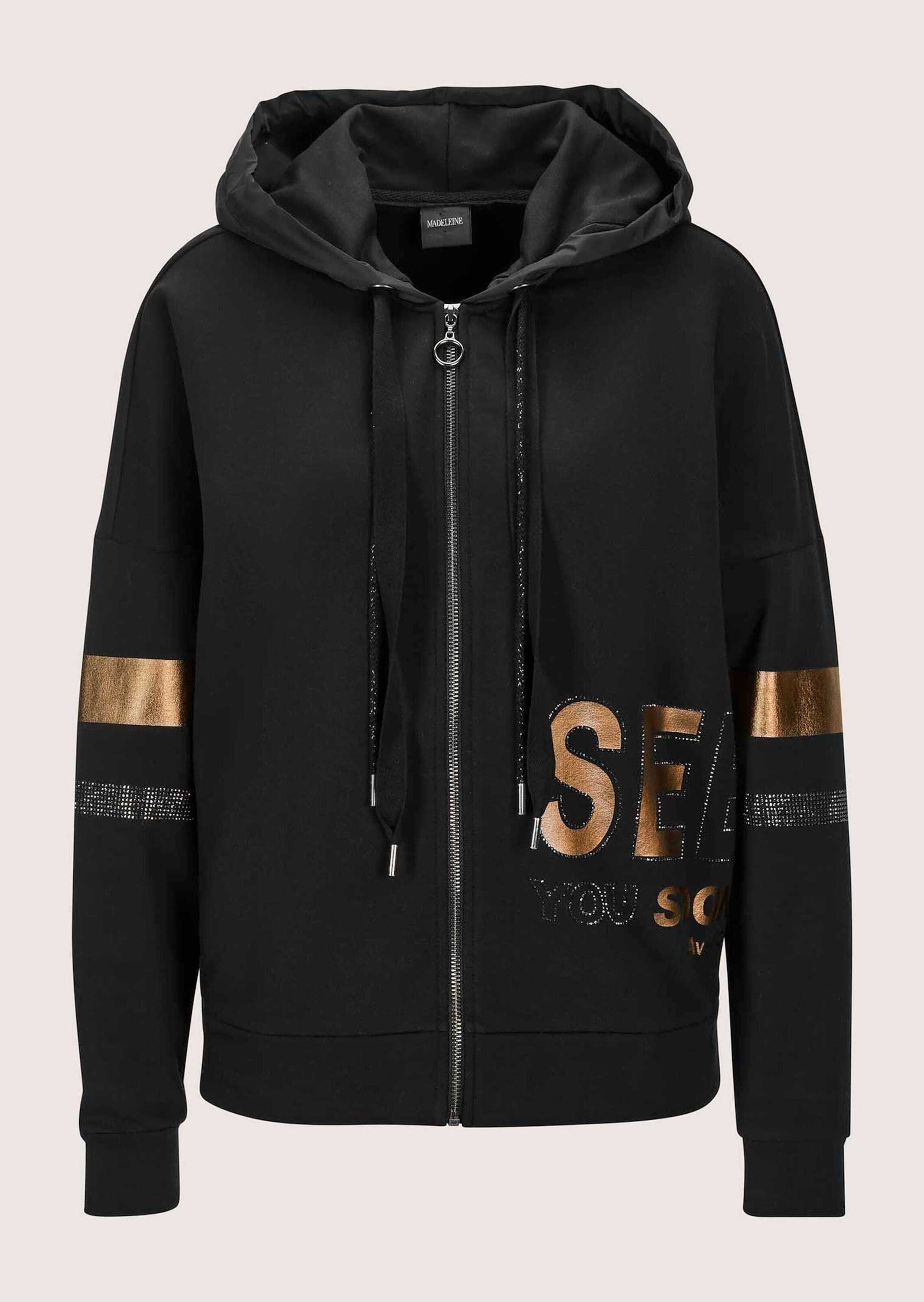 MADELEINE Kurzjacke "Kapuzenjacke Glänzende Oversized-Jacke mit Strass" günstig online kaufen