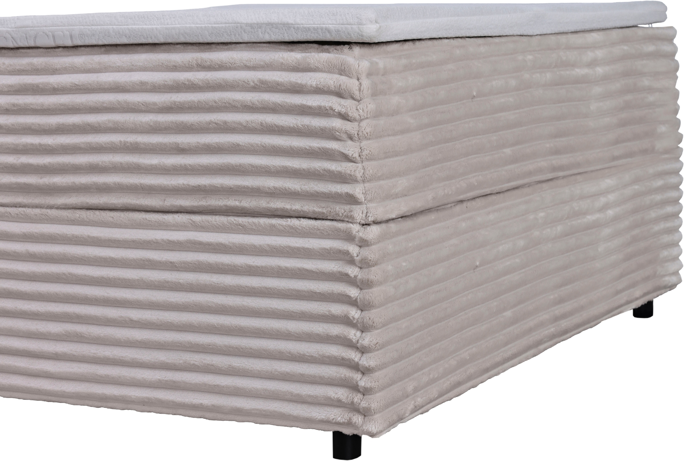 Home affaire Boxbett »CORLAY, Polsterbett mit Stauraum und Taschenfederkernmatratze H3« inkl. PUR-Schaumtopper, Cord-Bezug, 120x200cm
