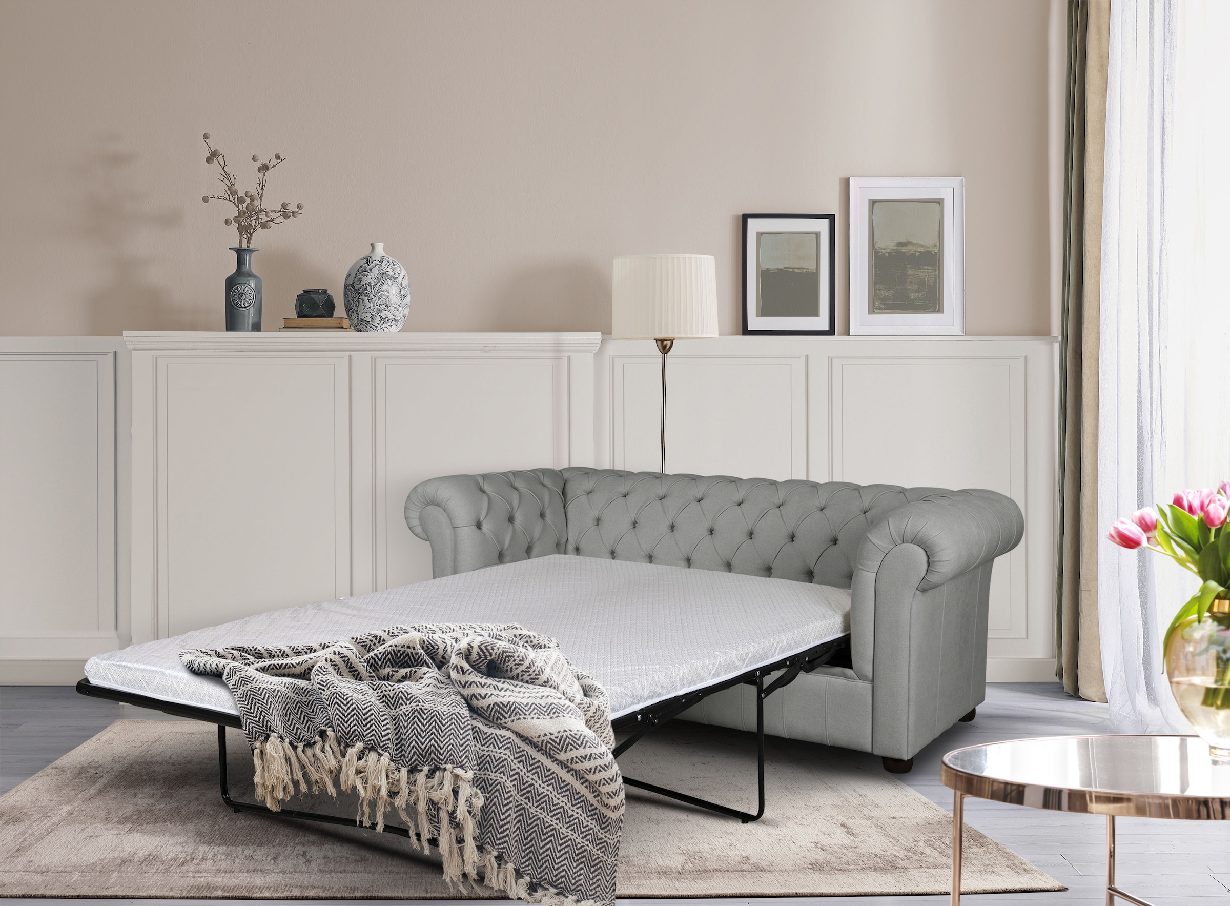 Home affaire 3-Sitzer "CHARENTE, optionale Schlafsofa, Chesterfield-Sofa, B günstig online kaufen