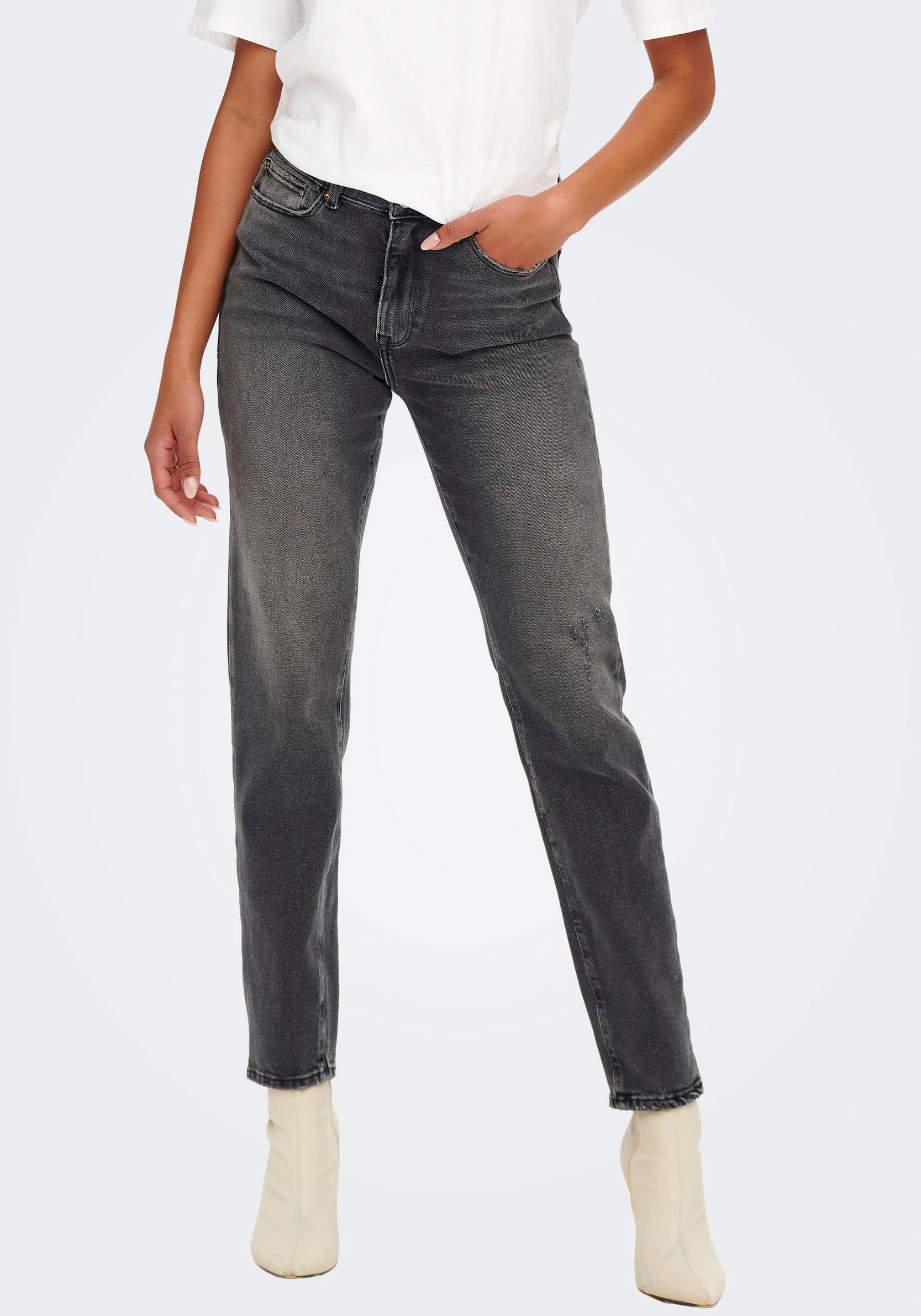 ONLY Straight-Jeans "ONLEMILY STRETCH HW ST ANK CRO614"