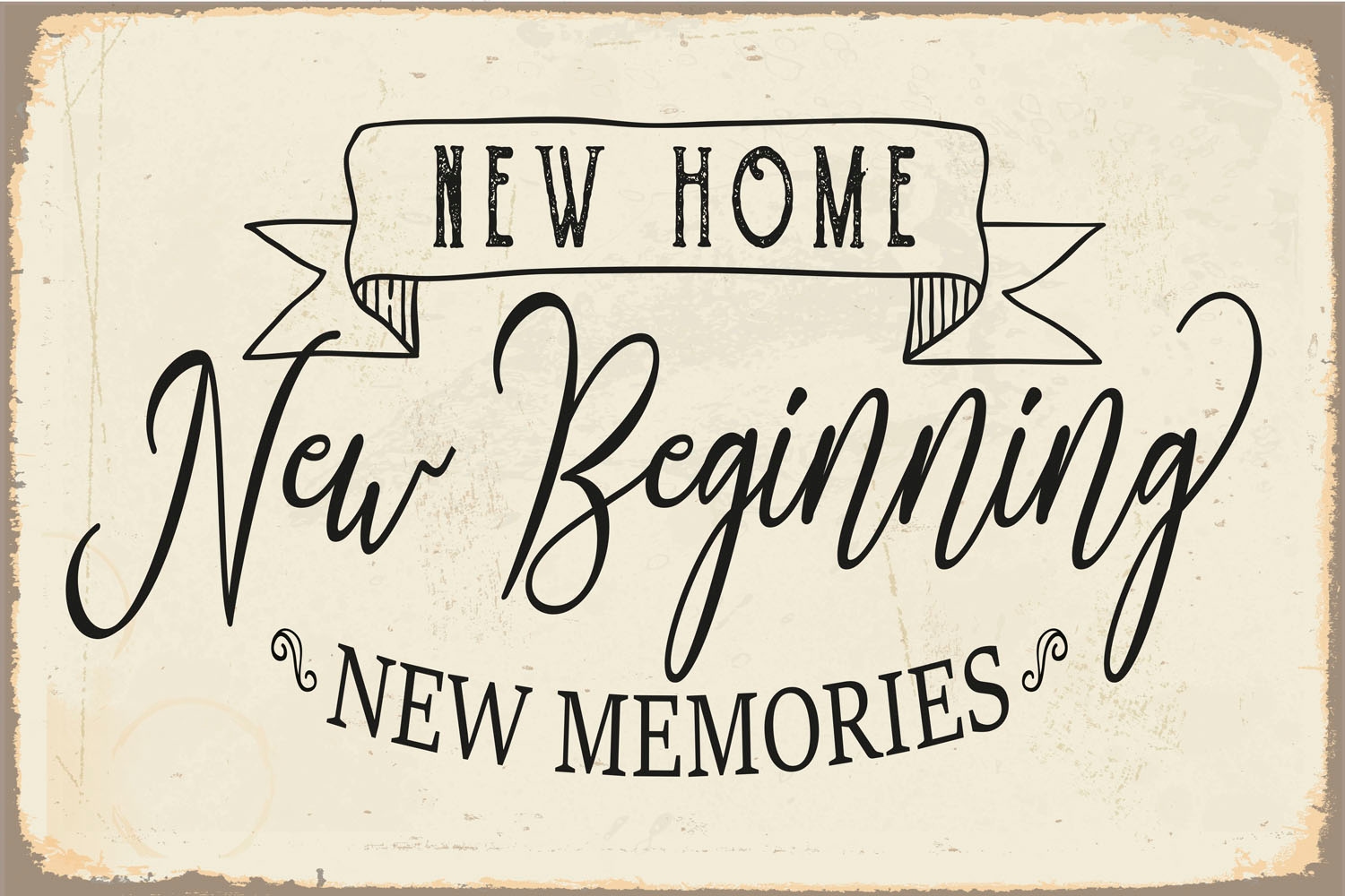 queence Metallbild "New Beginning" Motivationsbilder  Schriftzug  Sprüche günstig online kaufen