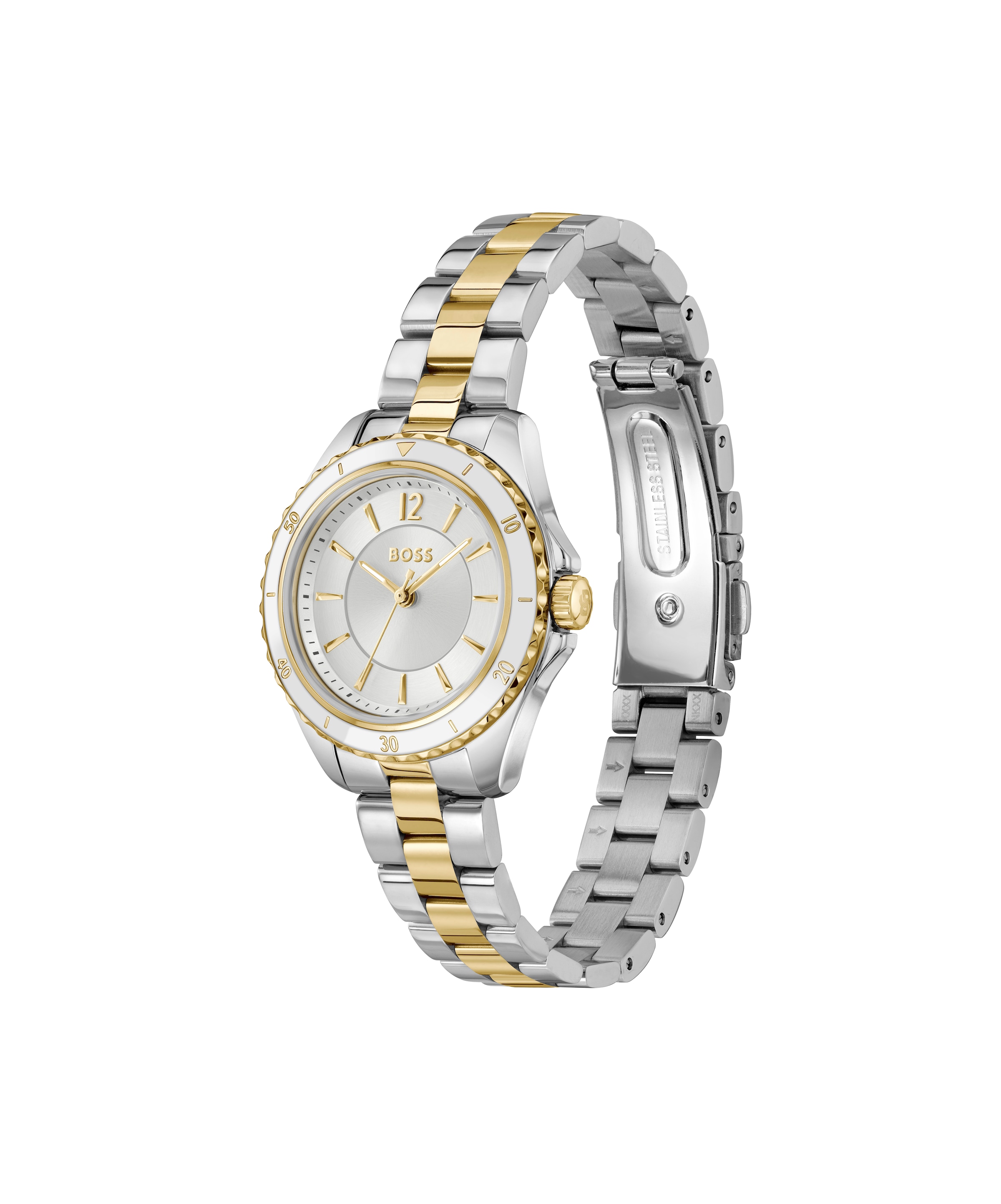 BOSS Quarzuhr »SAGE AQUA« Armbanduhr, Damenuhr, Edelstahlarmband, analog