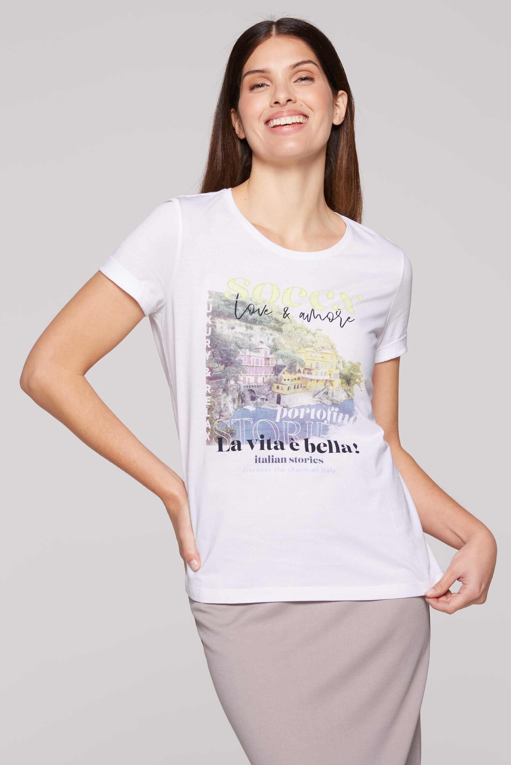 SOCCX Rundhalsshirt, mit Seitenschlitze günstig online kaufen