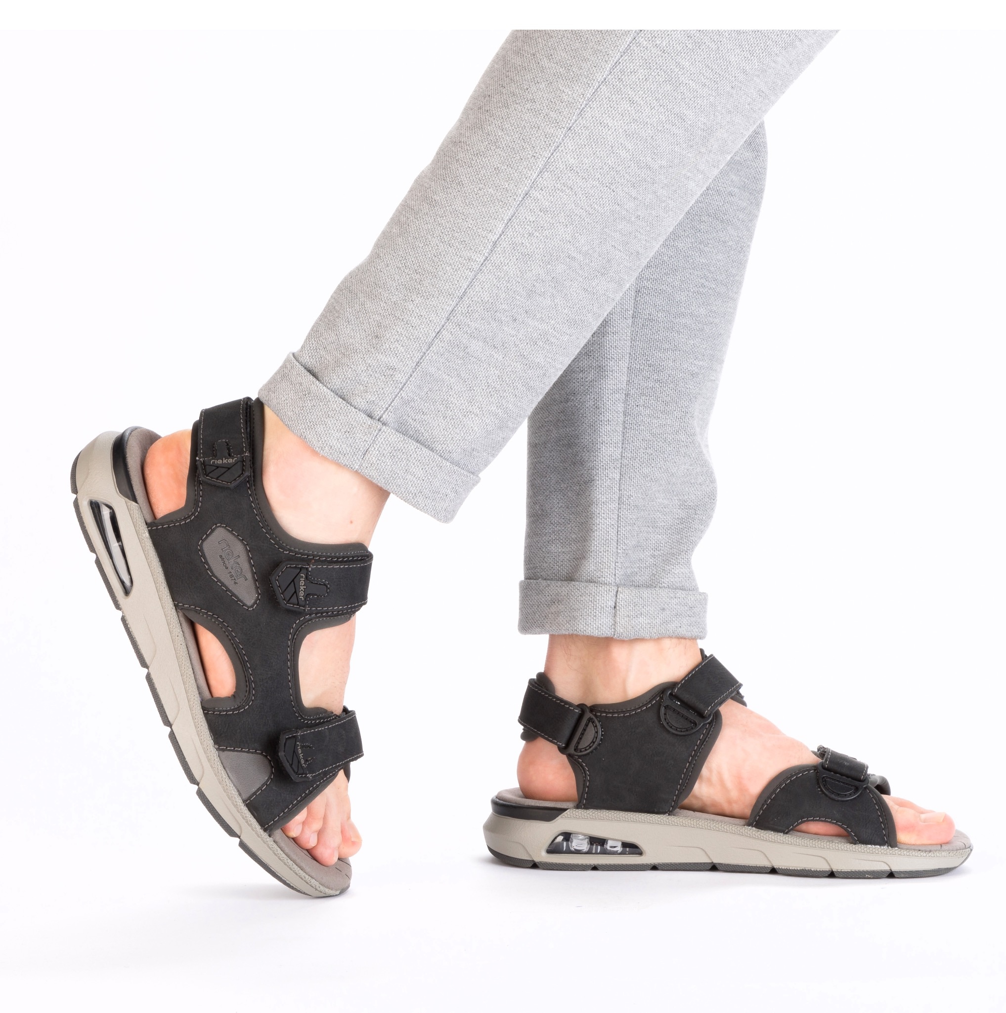 Rieker Sandale, Trekkingsandale, Outdoorsandale, Sommerschuh mit Klettverschlüssen