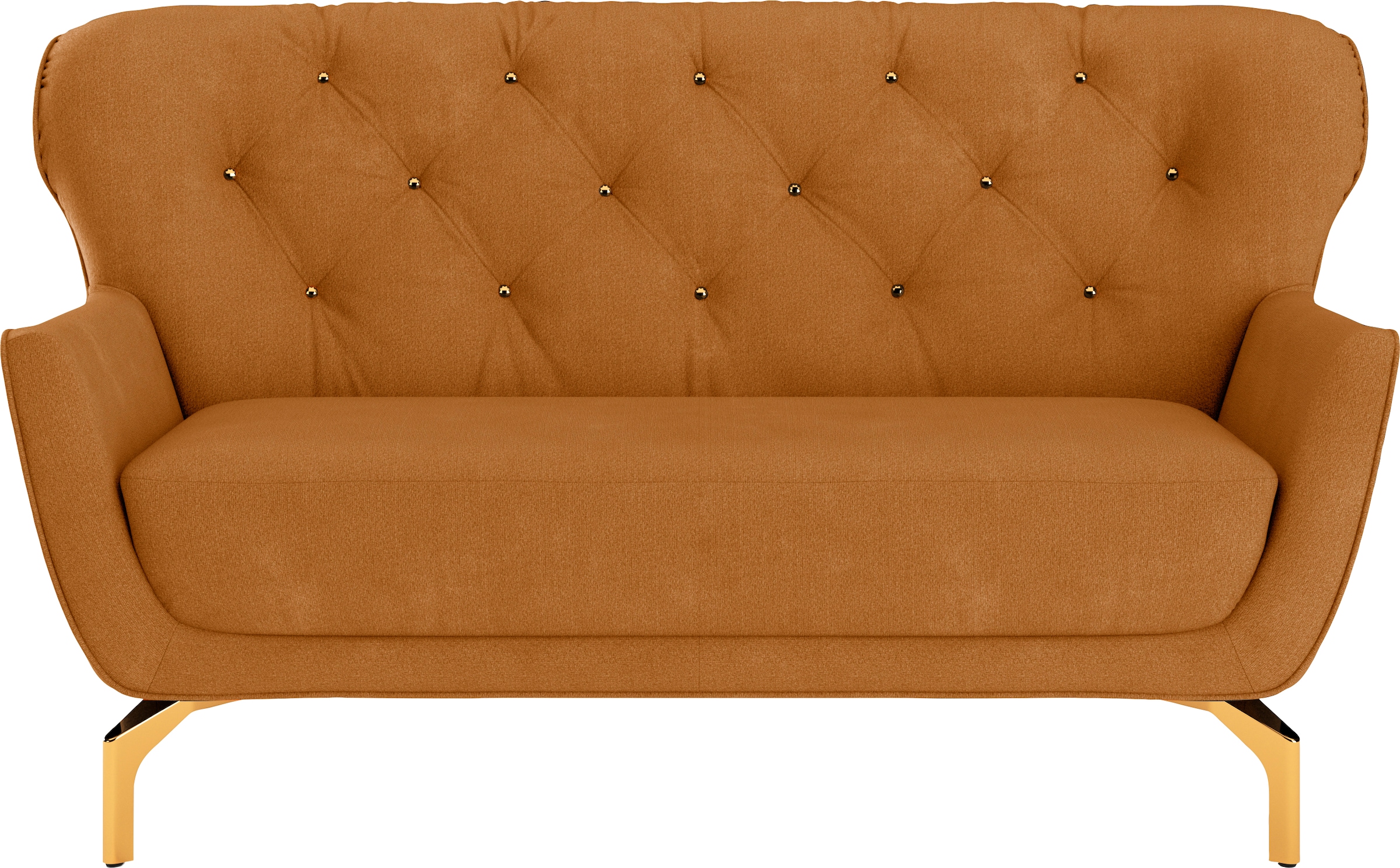 2-Sitzer »Orient 3 V«, inkl. 2 Zierkissen mit Strass-Stein, goldfarbene Metallfüße