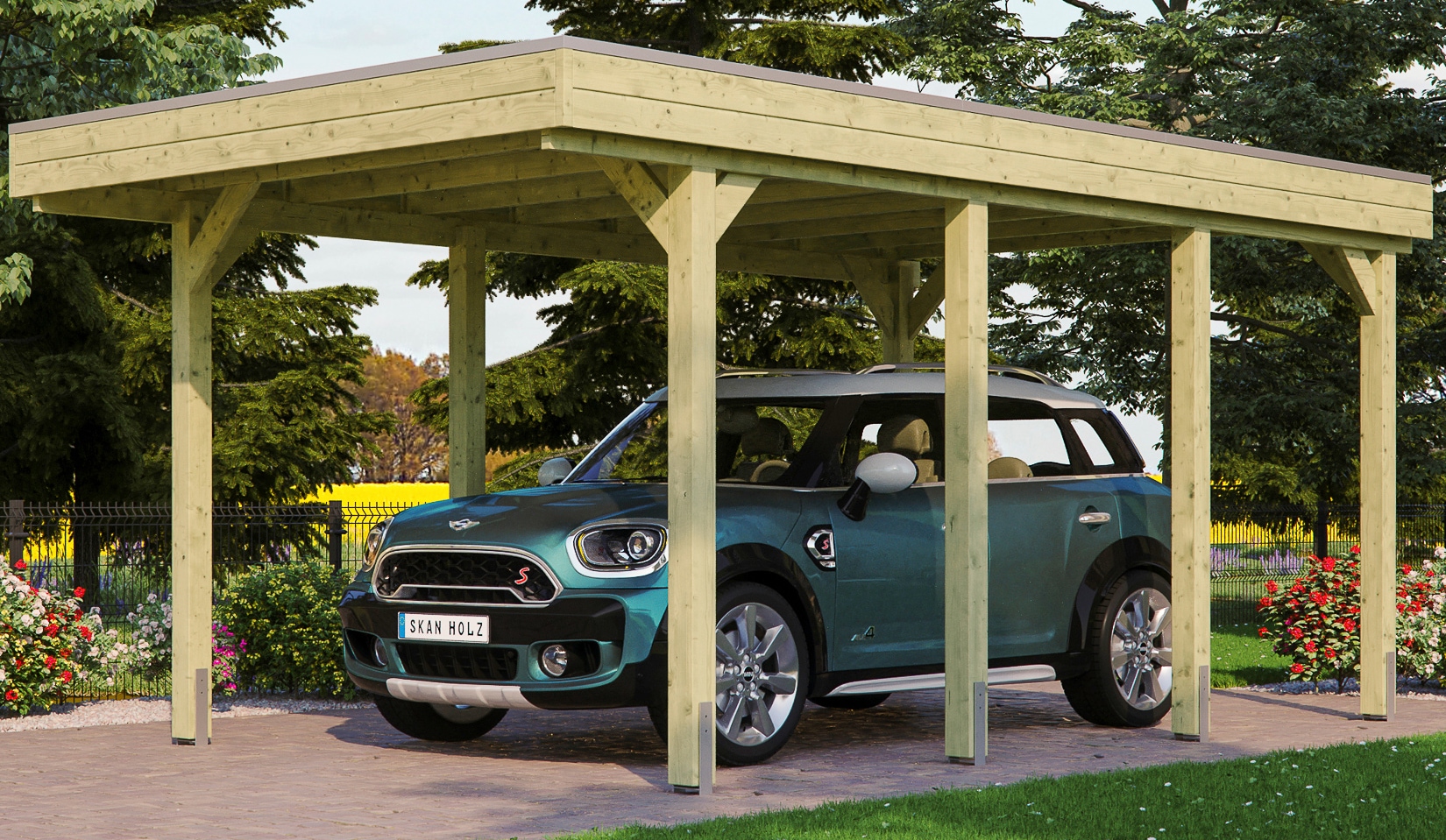 Skanholz Einzelcarport "Friesland" Massivholz 270 cm grün