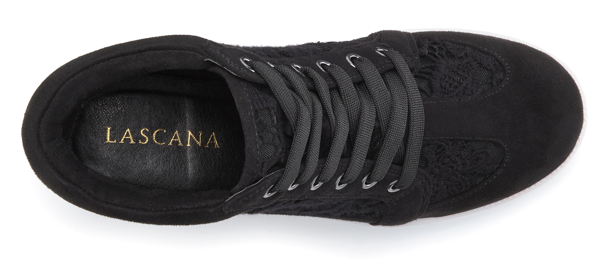 LASCANA Sneaker »Freizeitschuh,«, mit innenliegendem Keilabsatz und Spitzendetails