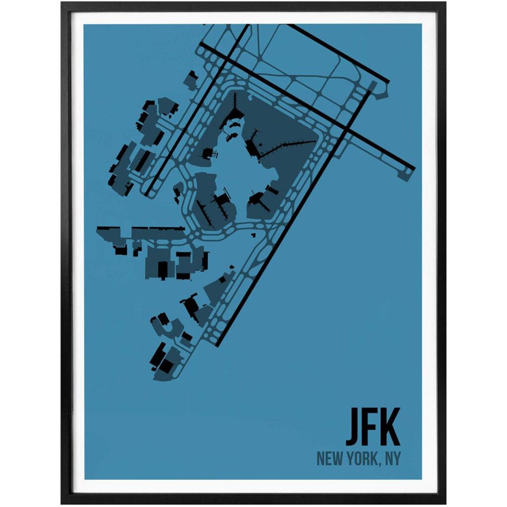 Wall-Art Poster »Wandbild JFK Grundriss New York«, Grundriss, (1 St.)