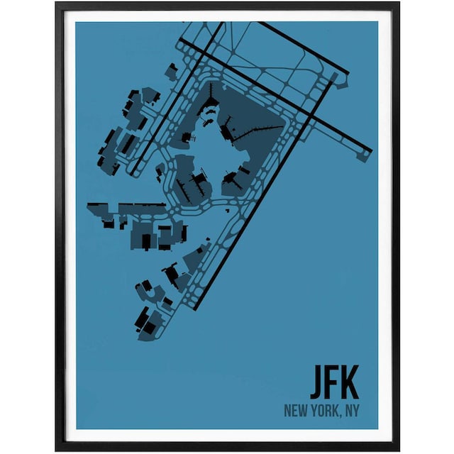 Wall-Art Poster »Wandbild JFK Grundriss New York«, Grundriss, (1 St.),  Poster, Wandbild, Bild, Wandposter kaufen | BAUR