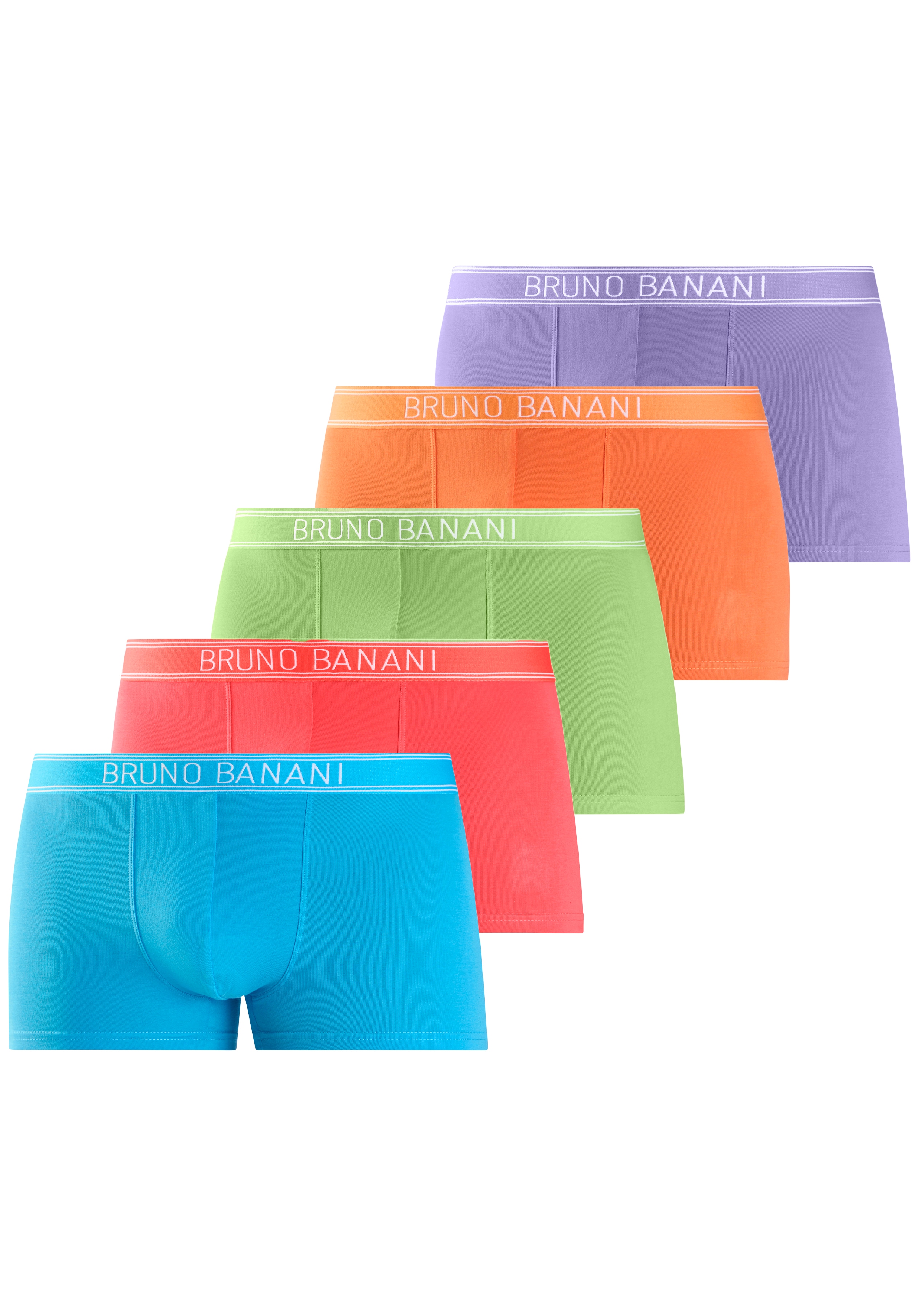 Bruno Banani Boxer "Boxershorts für Herren" Packung, 5 Stk. mit schmalen Streifen und Logoschriftzug im Bund