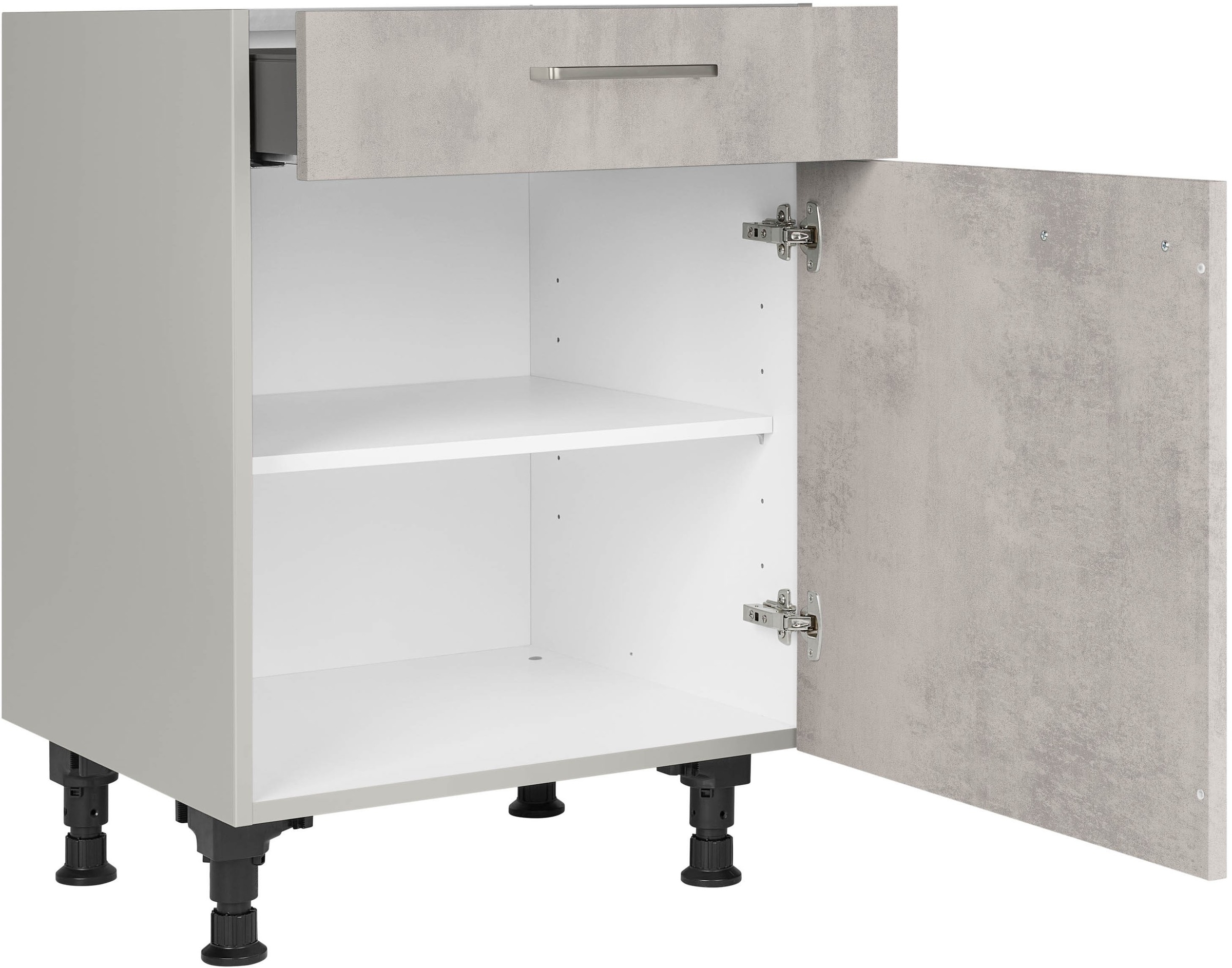 nobilia® Unterschrank »"Riva", Ausrichtung wählbar, vormontiert, in den Breiten 30, 45 und«, 60 cm Breite, mit höhenverstellbaren Sockelfüßen, vormontiert
