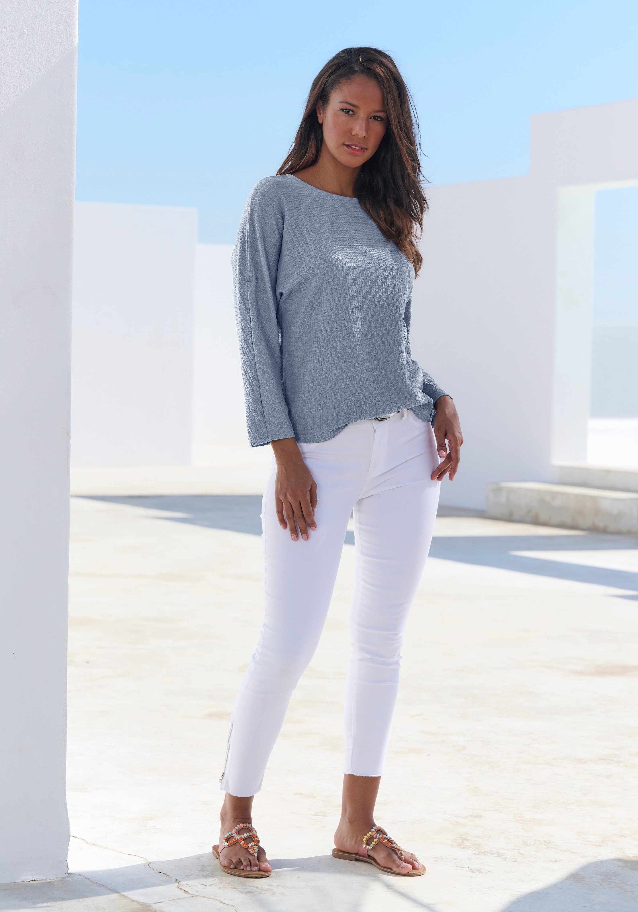 Vivance 2-in-1-Shirt »zum Krempeln«, aus bügelfreier Crêpe-Qualität
