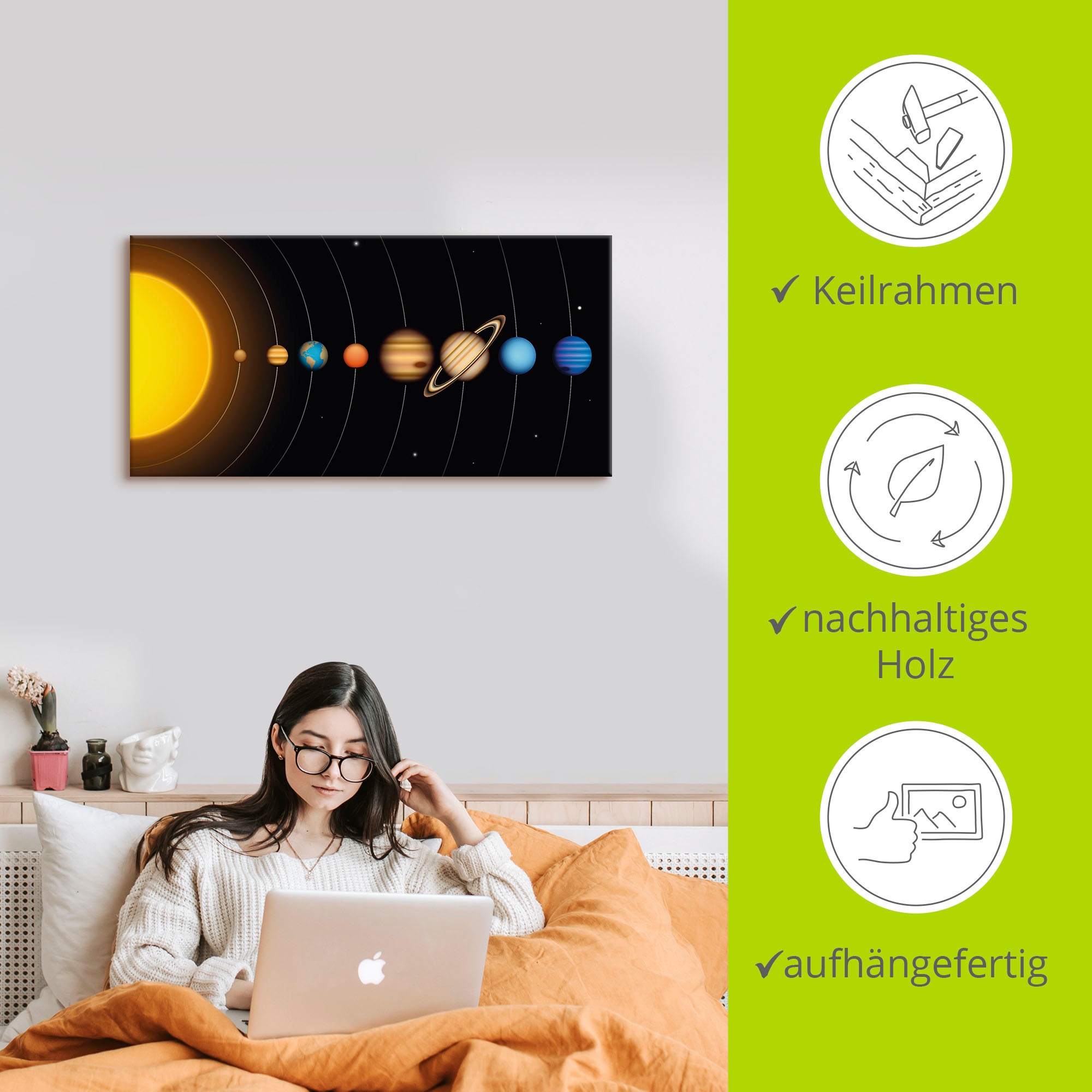 Artland Wandbild "Vector Sonnensystem mit Planeten" Sonnensystem 1 Stk. tlg günstig online kaufen