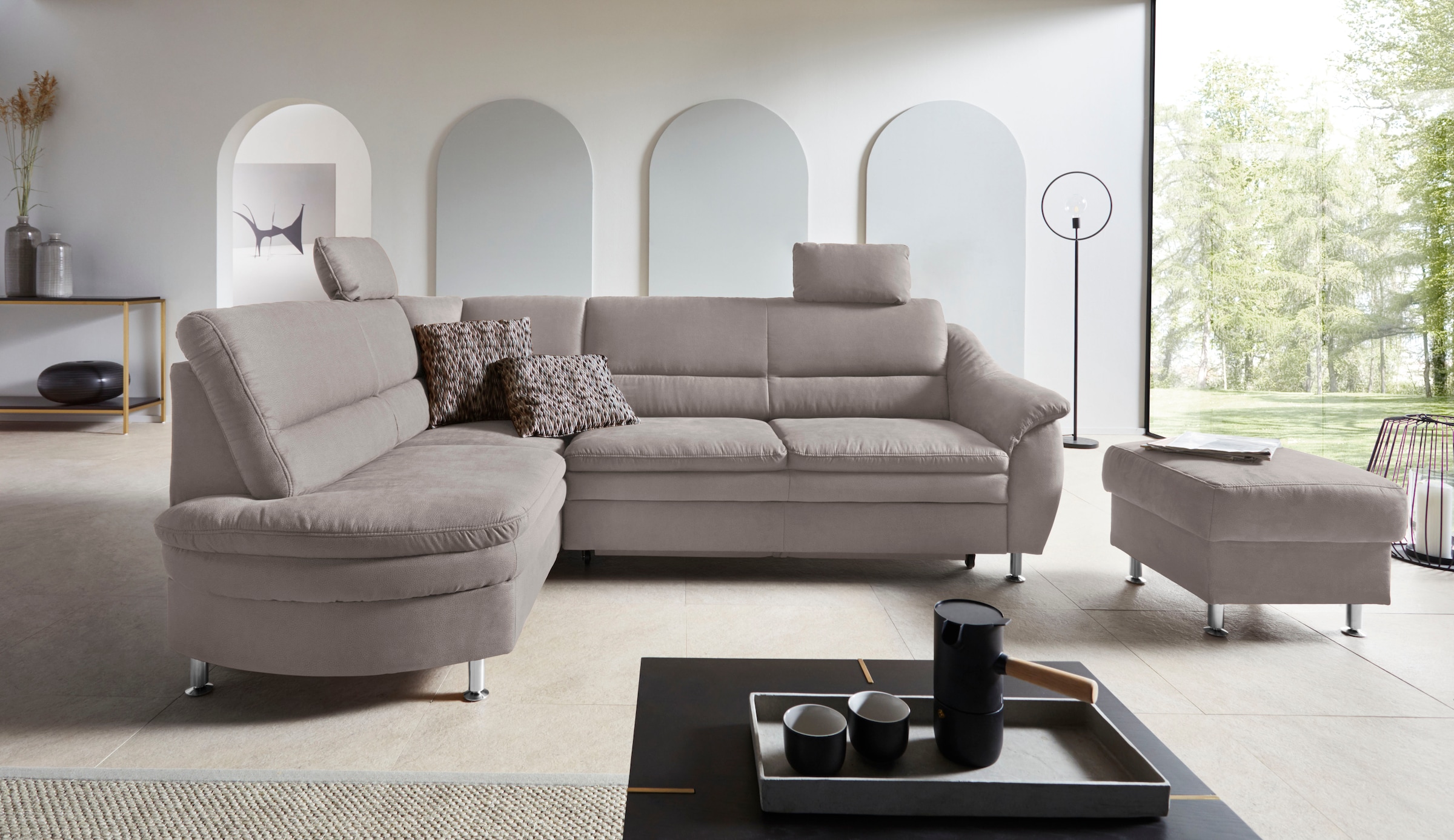 OTTO home Ecksofa "Cardoso L-Form" Federkern, wahlweise mit Bett, Schubkasten