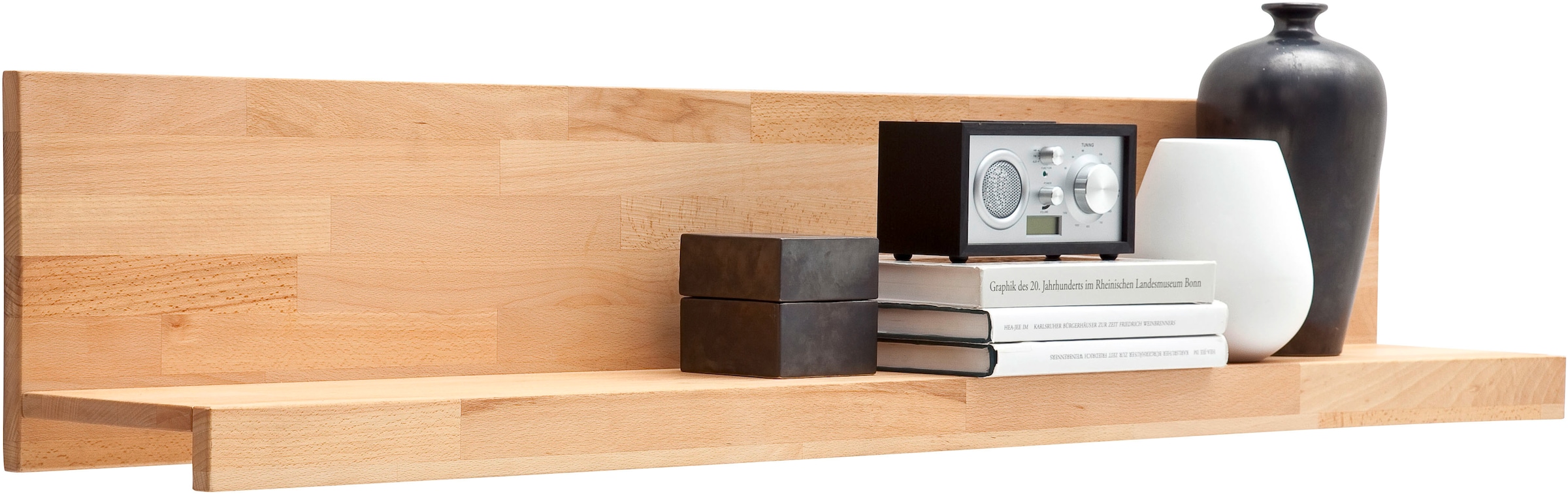 MCA living Wandboard »Fenja Wandpaneel, Wandregal, Regal, Regal mit Boden«, (1 St.), Massivholz, Kernbuche, 1 Boden mit Blende, Breite 150 cm