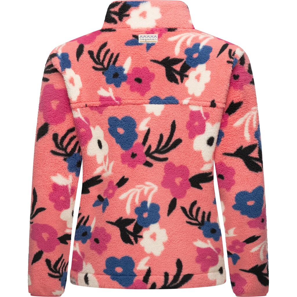 Ragwear Plüschjacke »Appopis Print«, ohne Kapuze, Auffällige flauschige Übergangsjacke aus Teddyfleece