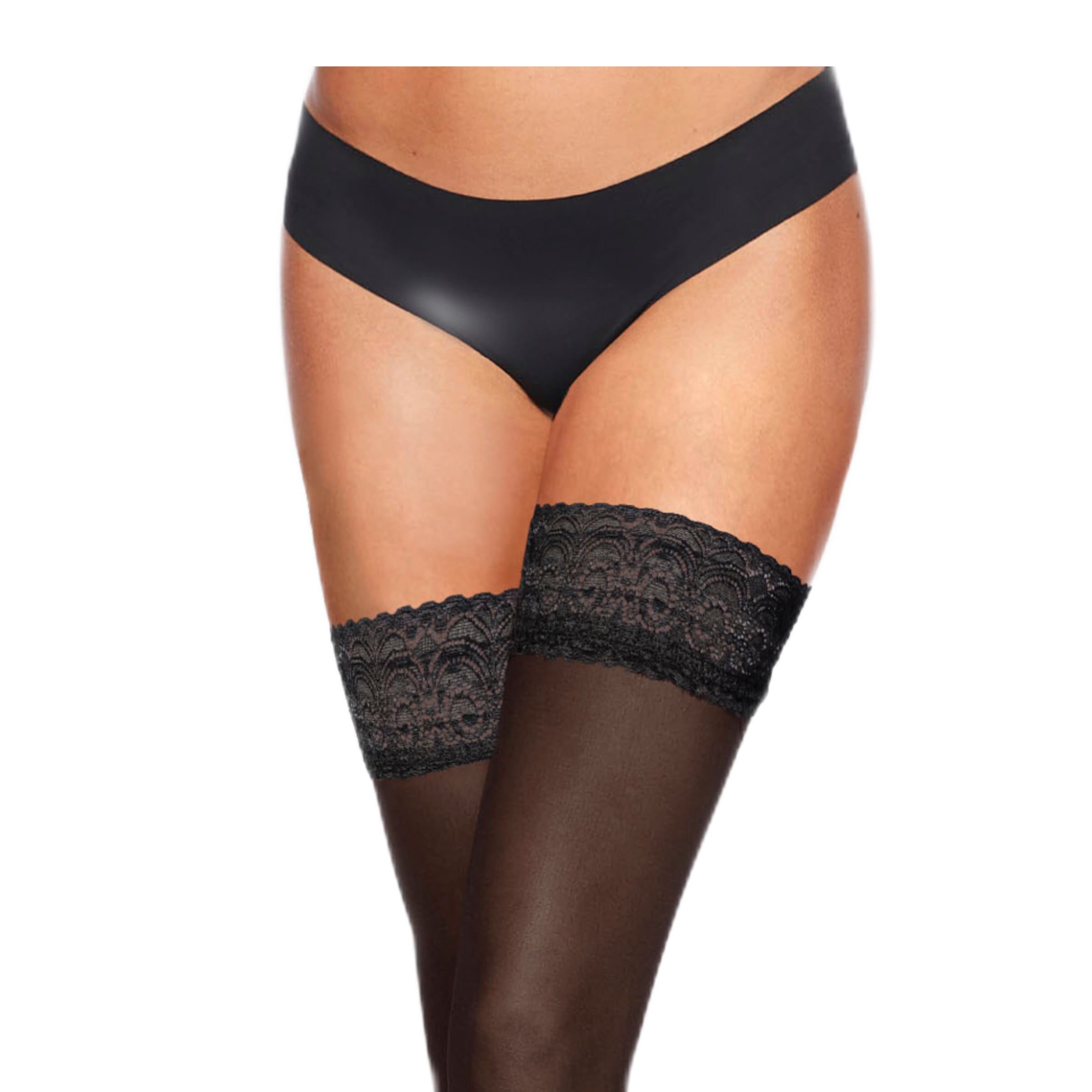 LASCANA Halterlose Feinstrümpfe, mit Spitze mit floralem Design