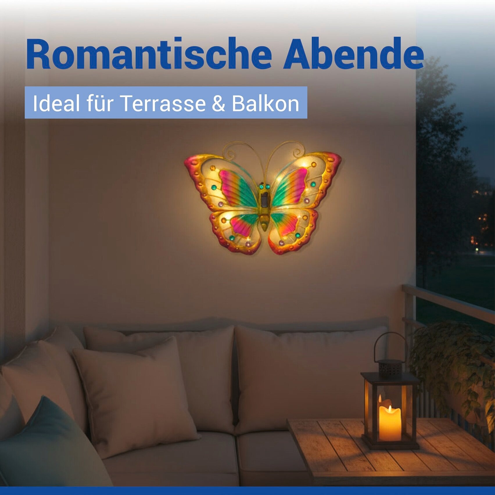 Thumbnail - Maximex LED Gartenleuchte "Modell Schmetterling" Warmweiß solarbetriebene Gartendekoration, leuchtet bis zu 10 Stunden