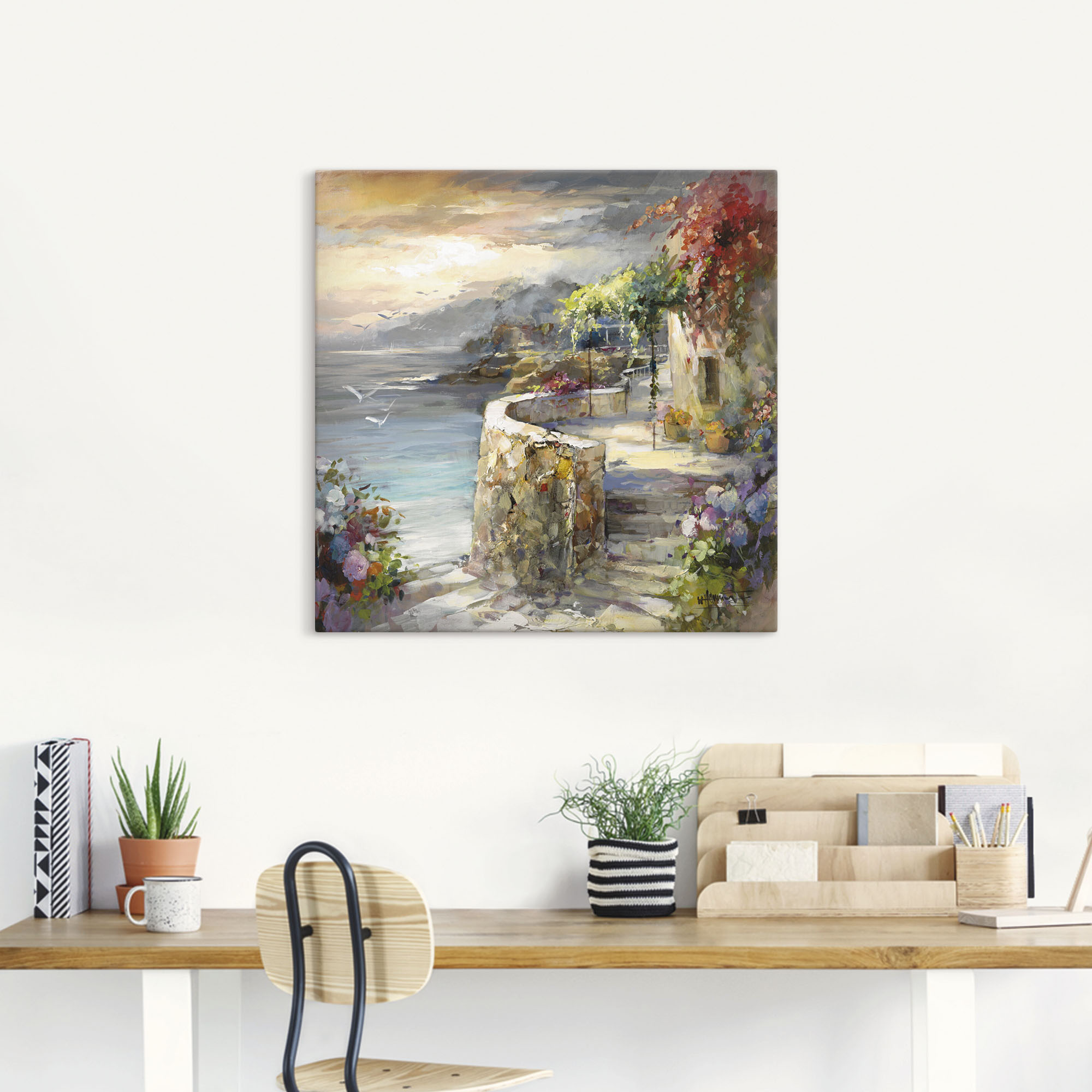 Thumbnail - Artland Leinwandbild "Möwen und Sonnenuntergang" Gewässer 1 Stk. tlg. als Leinwandbild, Poster, Wandaufkleber in verschi...