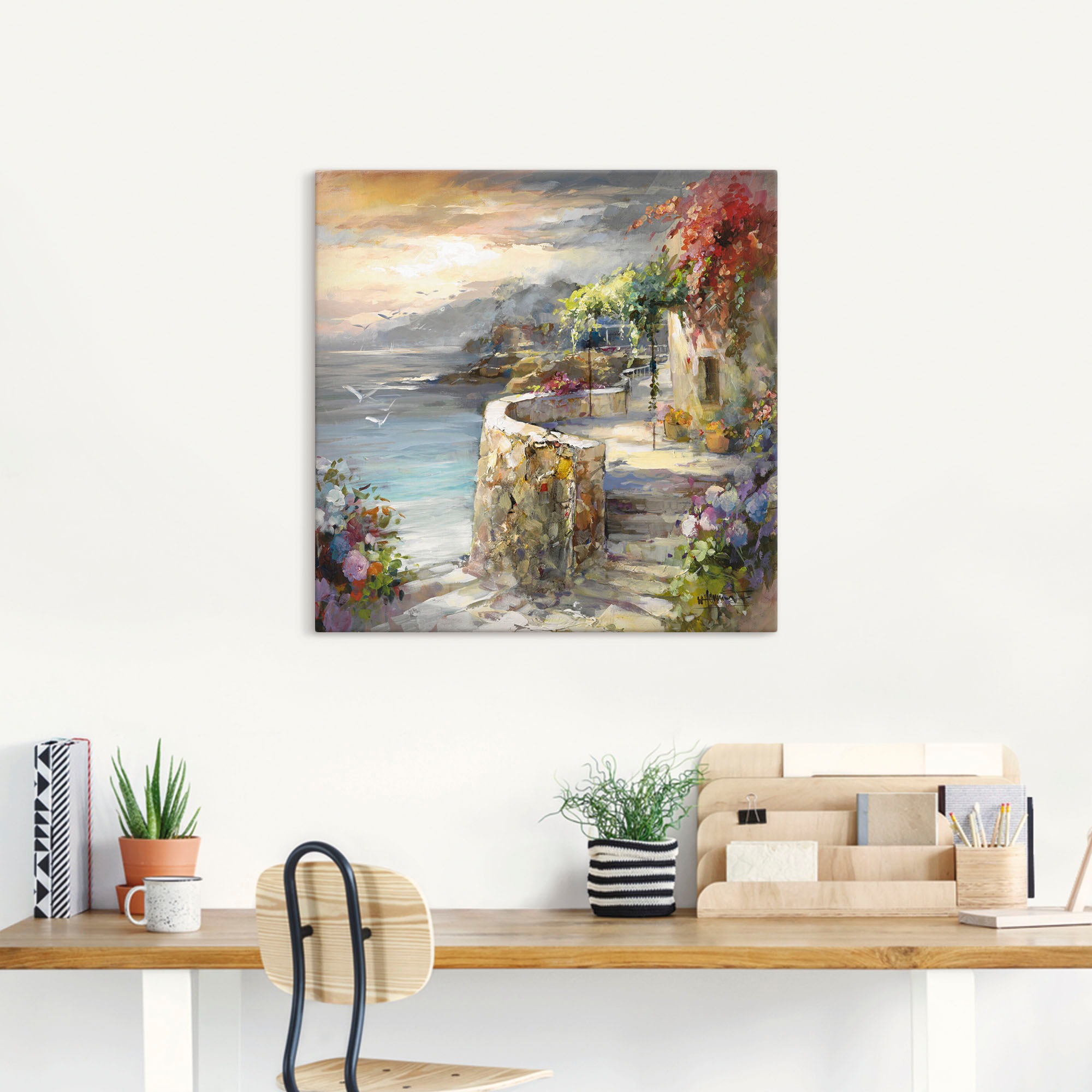 Artland Leinwandbild "Möwen und Sonnenuntergang" Gewässer 1 Stk. tlg. auf H günstig online kaufen