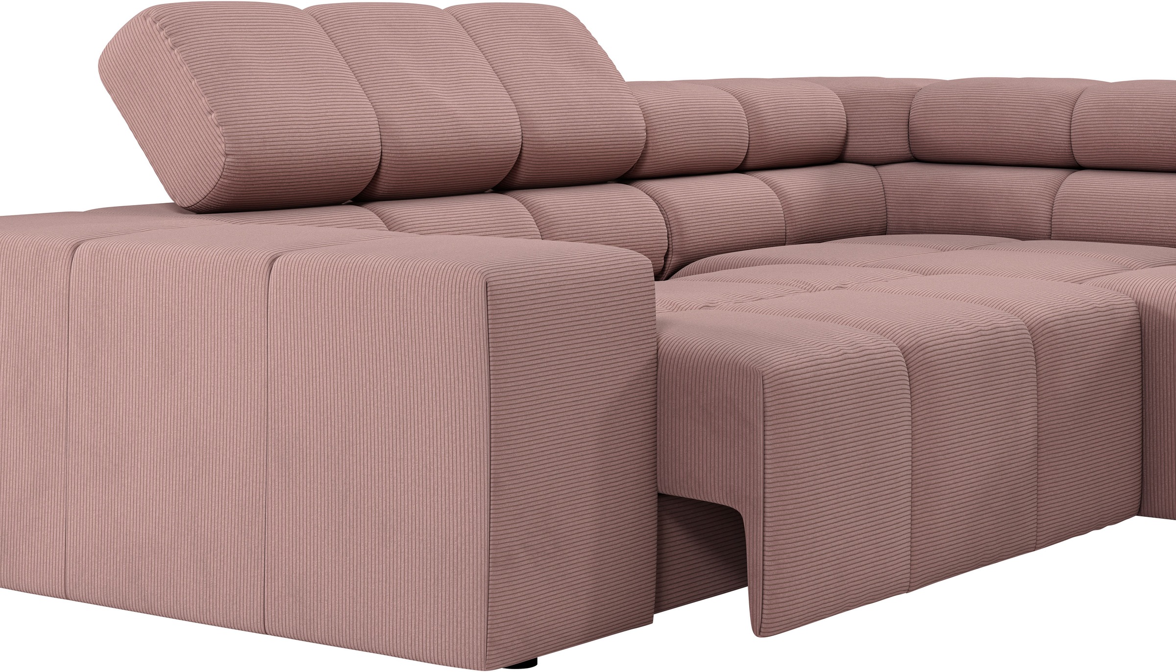 INOSIGN Ecksofa »Ancona, incl. Kopfteilverstellung + 3 Zierkissen, L-Form, bequem«, wahlweise motorische Sitztiefenverstellung, B/T(H: 249/215/70 cm