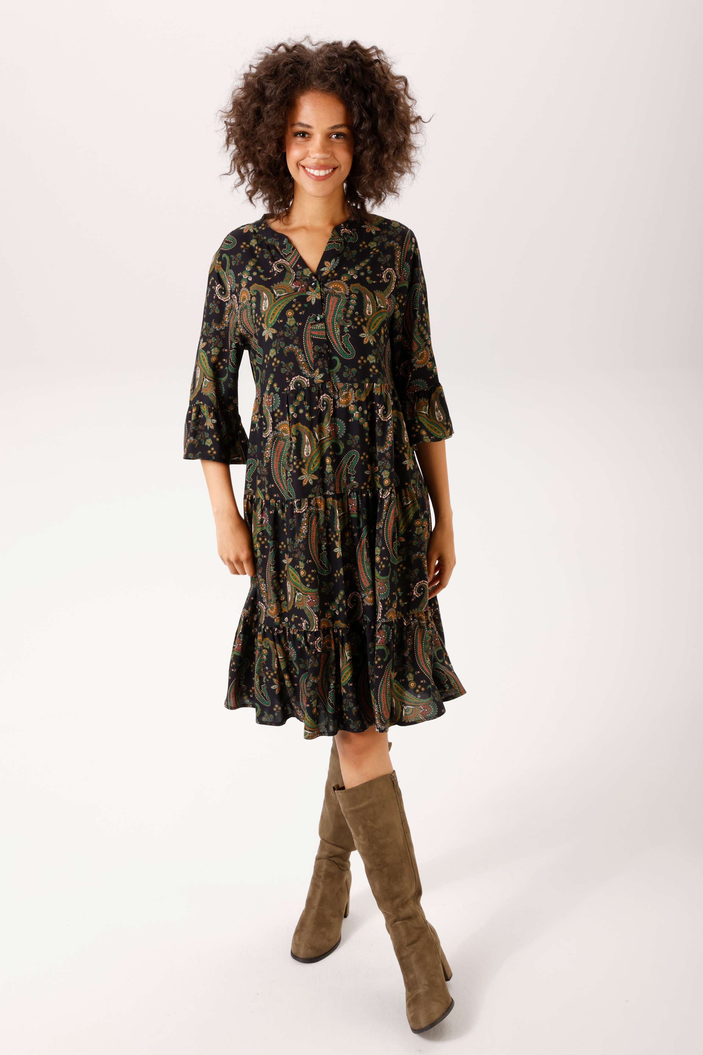 Aniston CASUAL Tunikakleid mit farbenfrohen Paisley-Muster bedruckt - NEUE KOLLEKTION