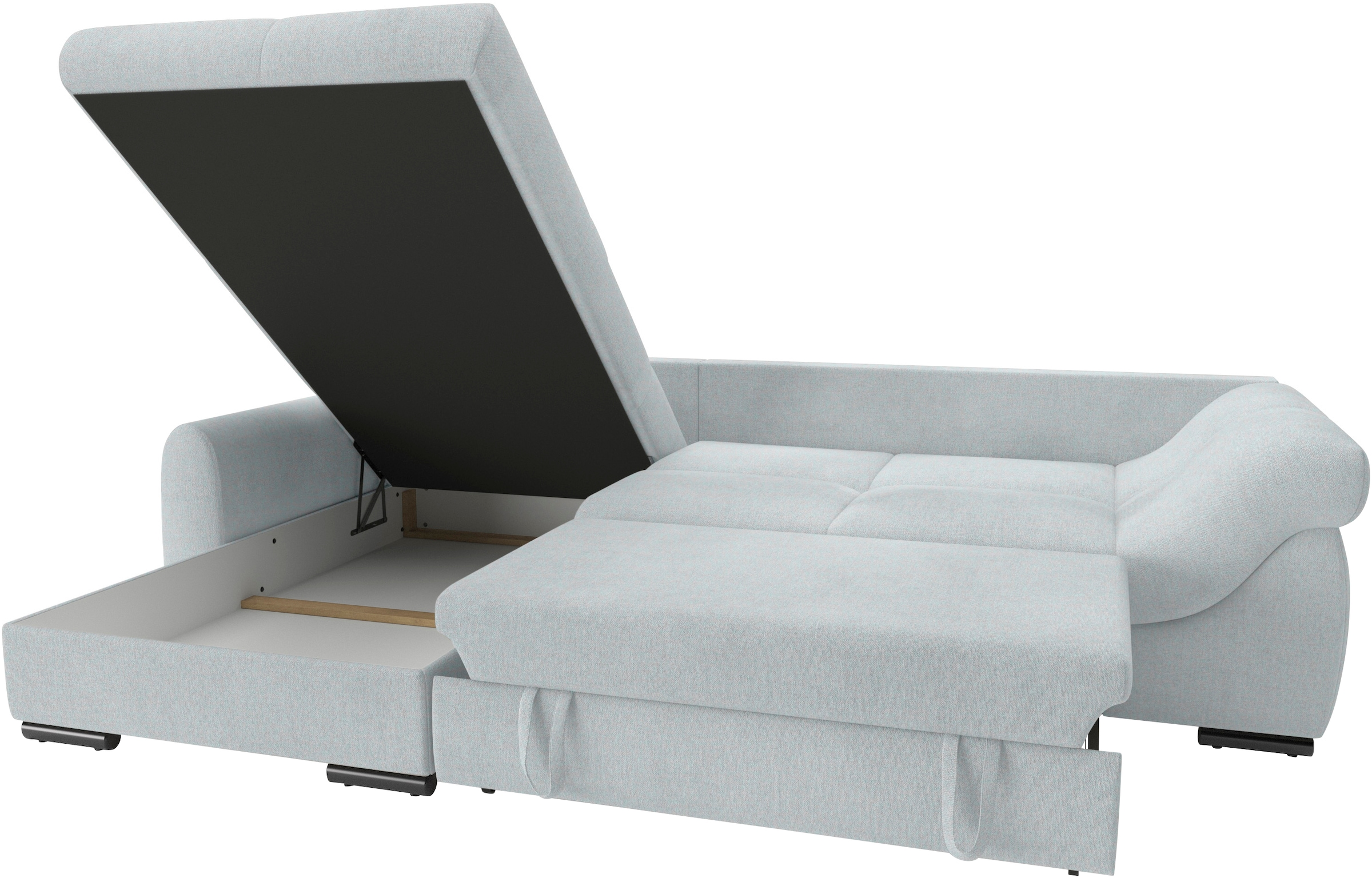 Mr. Couch Ecksofa »Livorno L-Form«, inkl. Hochschläfer-Bettauszug, XL-Bettkasten weiß beschichtet