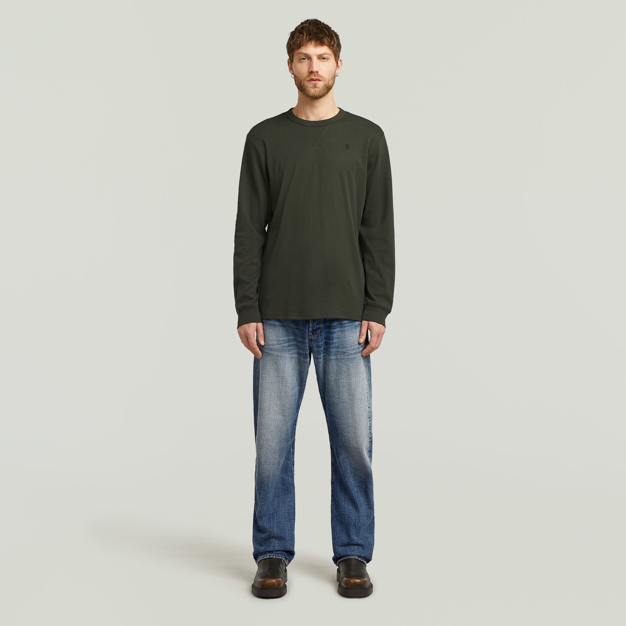 G-STAR Longsleeve »Nifous R«, mit geripptem Einsatz vorne