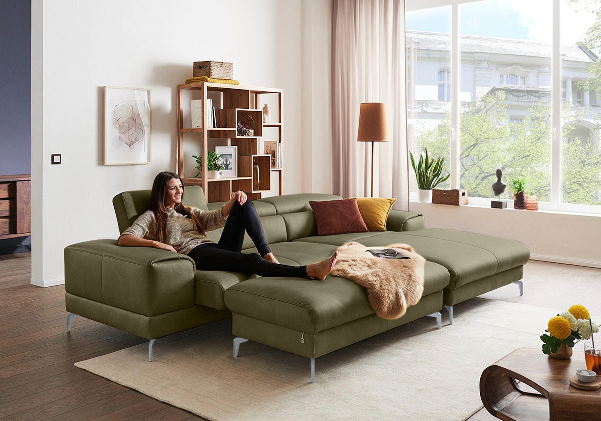 W.SCHILLIG Polsterhocker »piedroo, Designsofa mit tollem Sitzkomfort, bequem, L-Form«, Füße in Silber matt