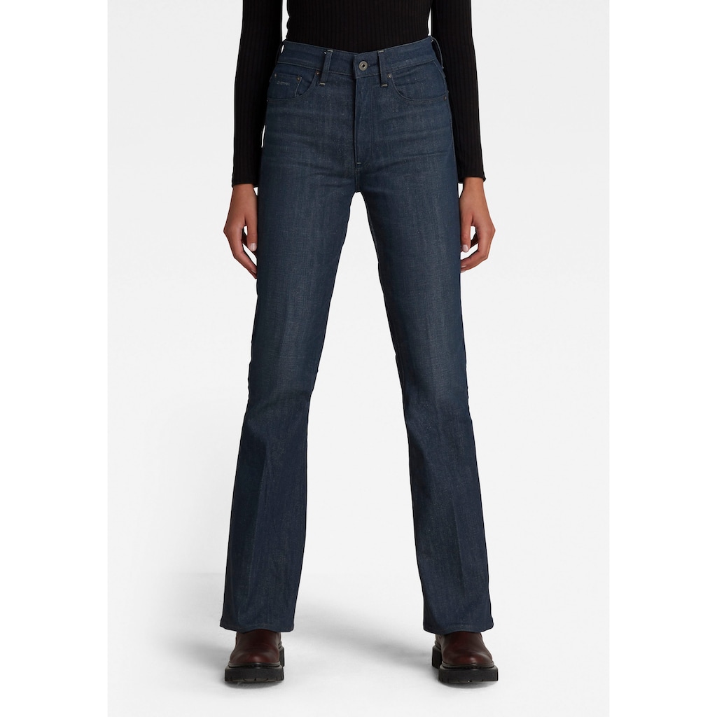 Damenmode Jeans G-Star RAW Weite Jeans »3301 Flare«, mit hohen Bund und weiten Beinverlauf dark-blue