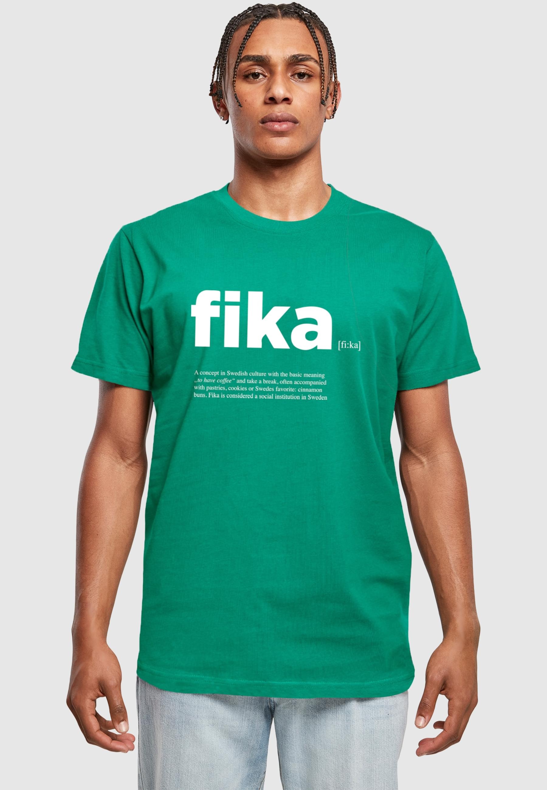MisterTee Kurzarmshirt »MisterTee Herren Fika Definition Tee«, (1 tlg.)
